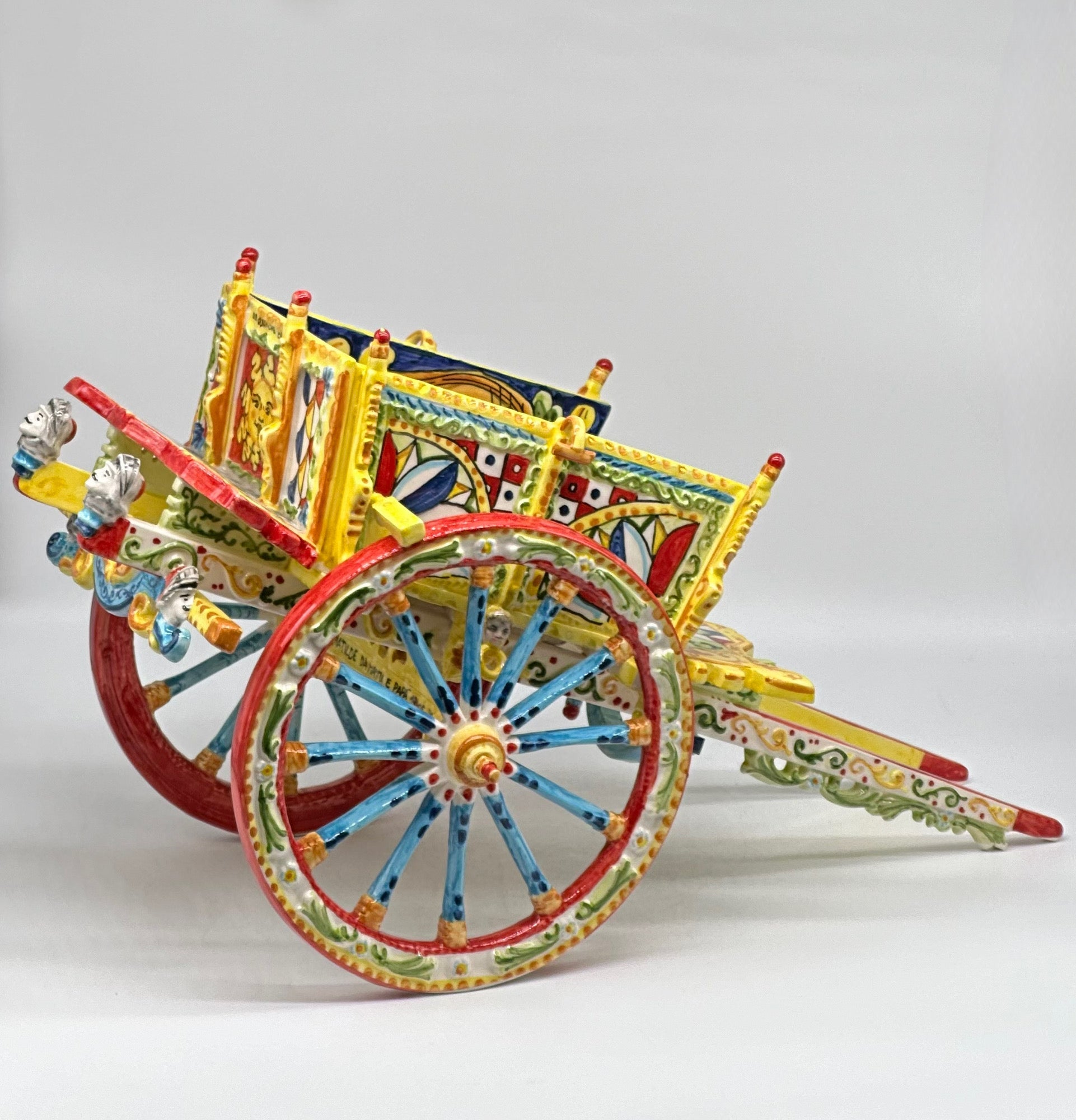 Carretto Siciliano Grande Ceramica Caltagirone 50cm Artigianale Decorato - OGGETTISTICA