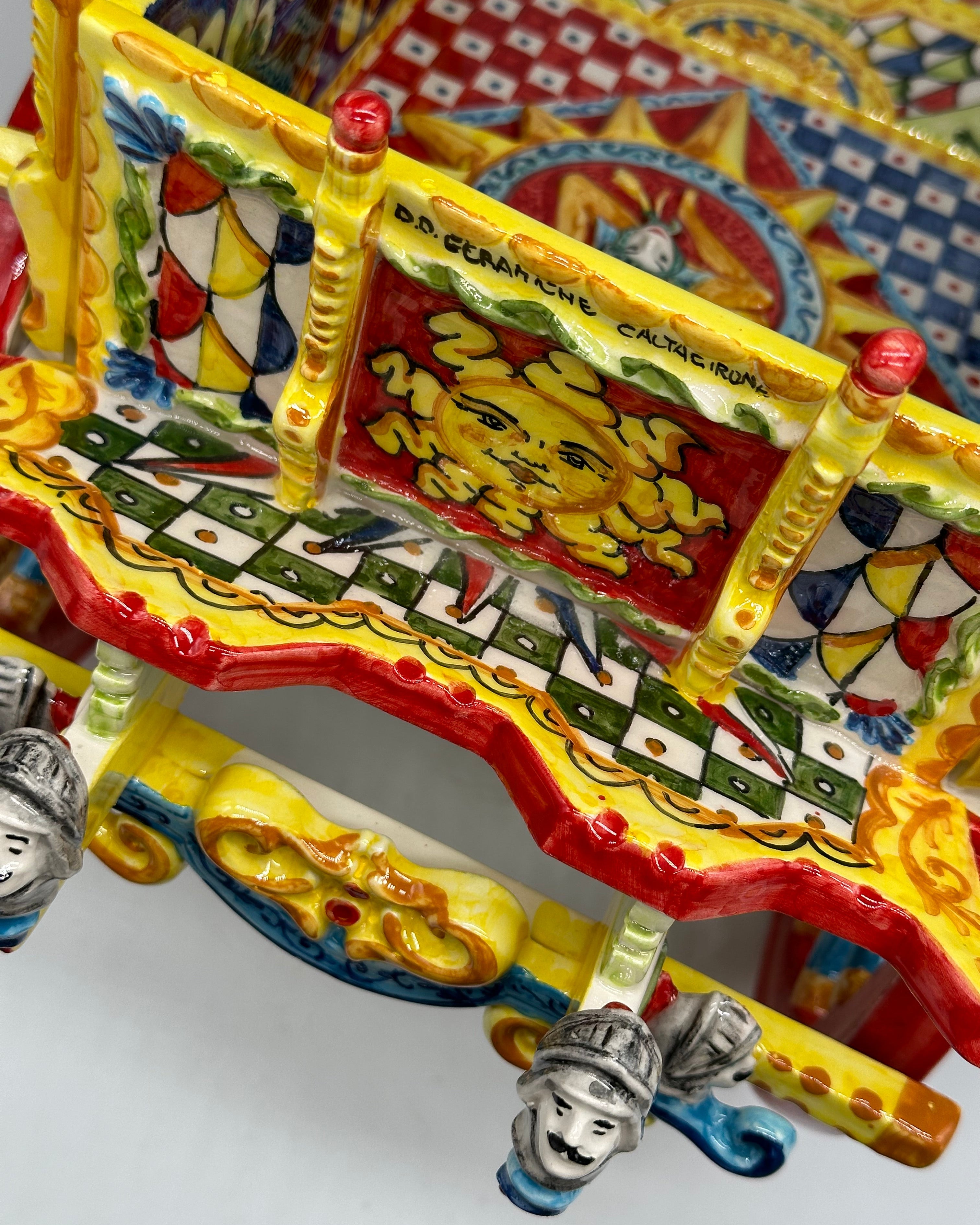 Carretto Siciliano Grande Ceramica Caltagirone 50cm Artigianale Decorato - OGGETTISTICA