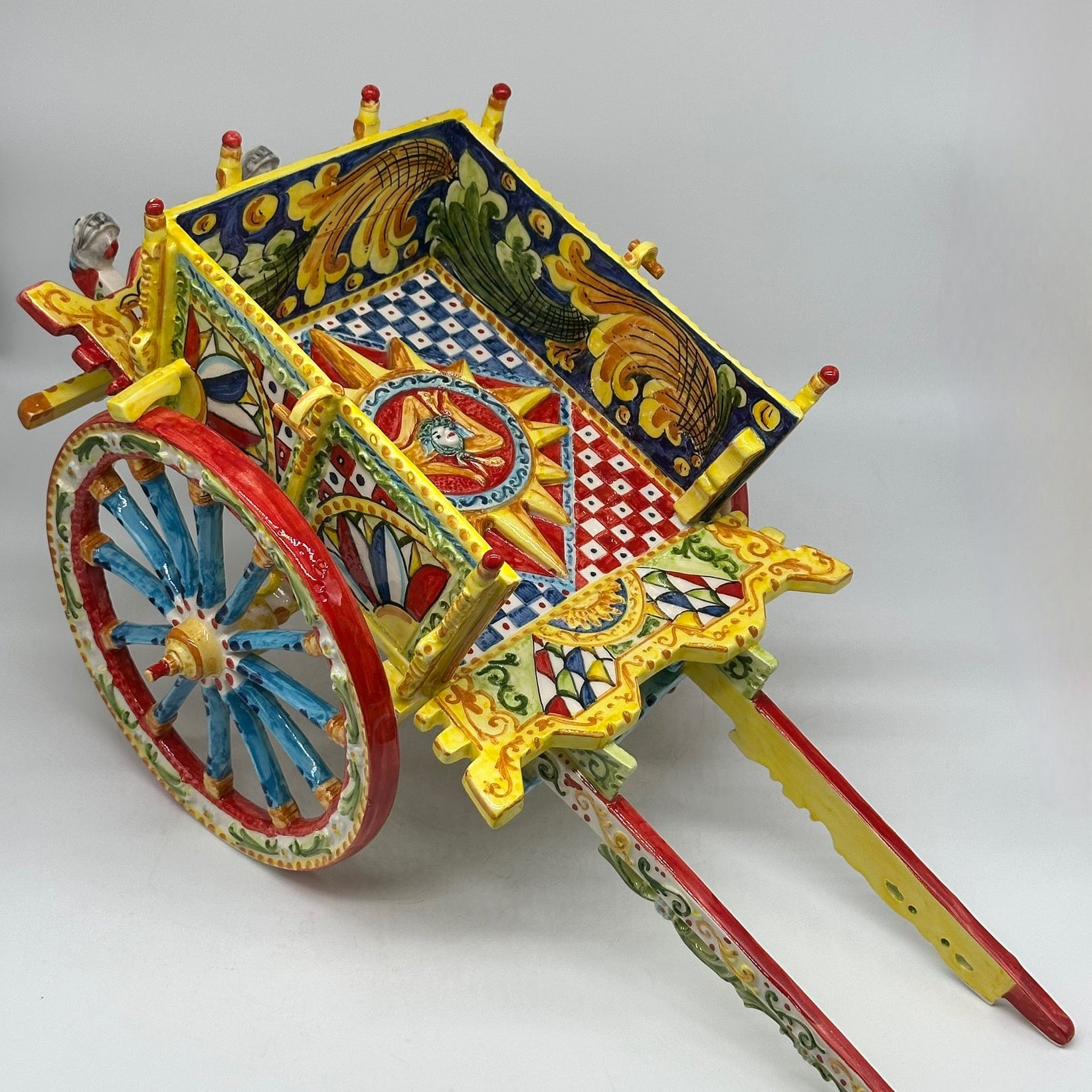 Carretto Siciliano Grande Ceramica Caltagirone 50cm Artigianale Decorato - OGGETTISTICA