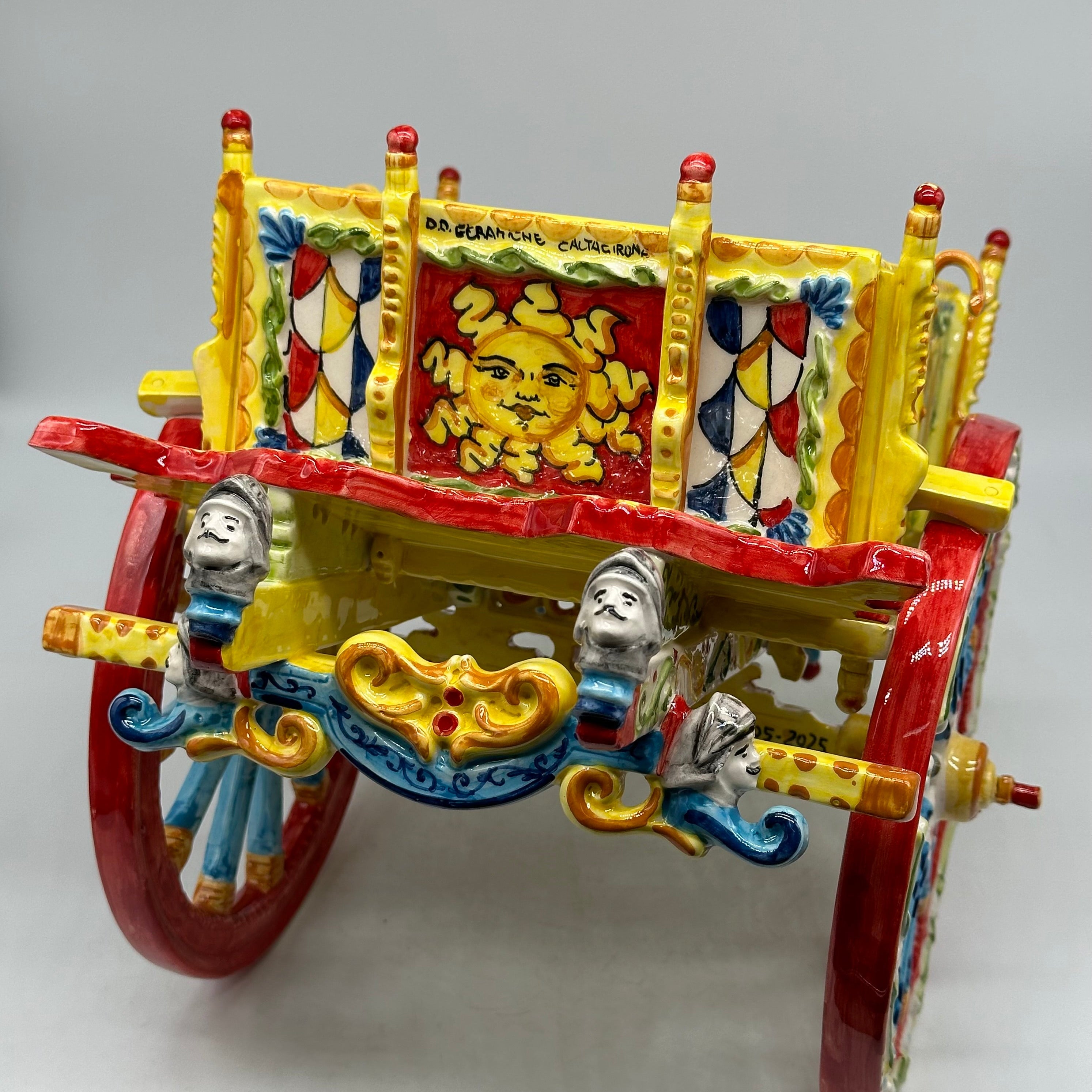 Carretto Siciliano Grande Ceramica Caltagirone 50cm Artigianale Decorato - OGGETTISTICA