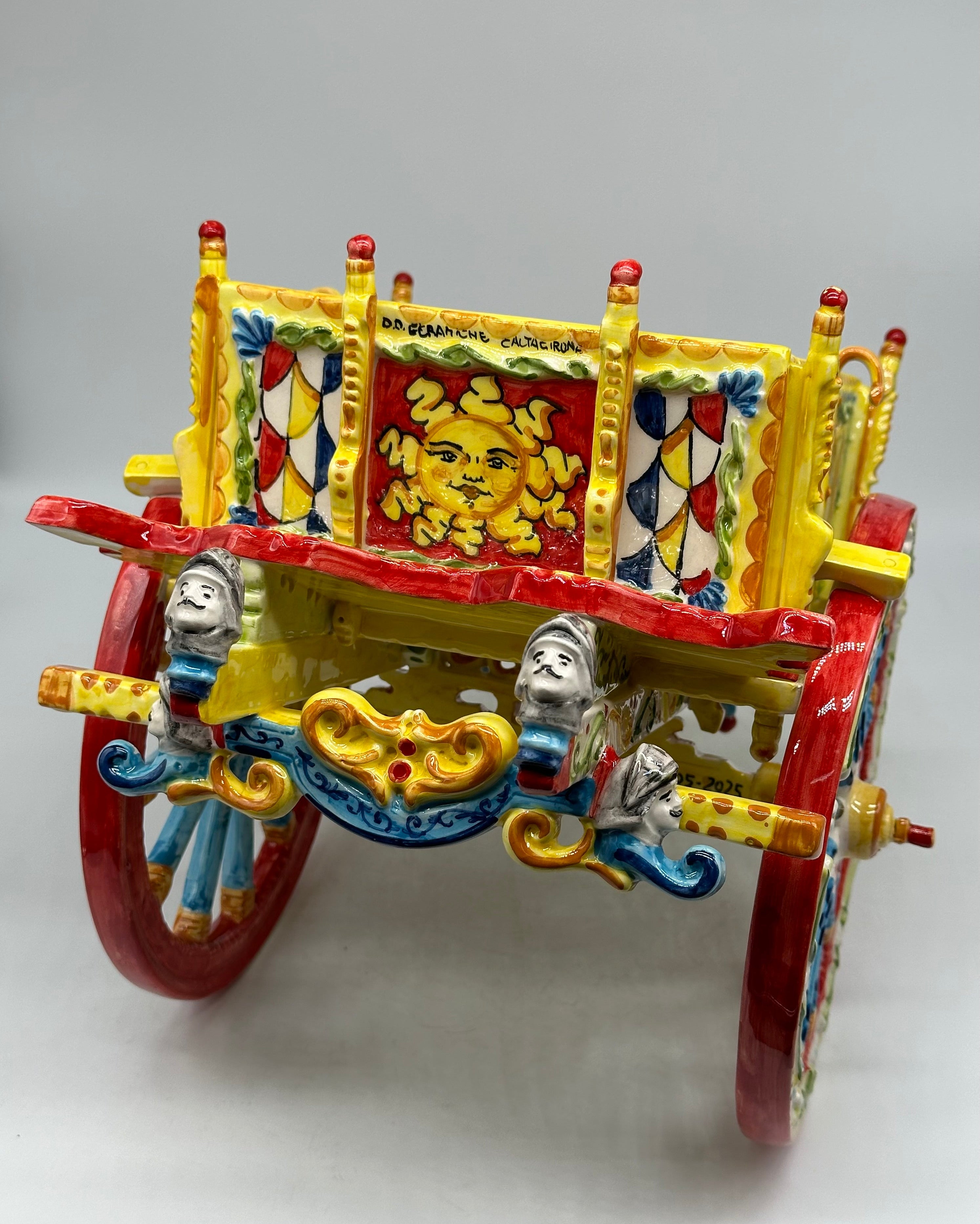 Carretto Siciliano Grande Ceramica Caltagirone 50cm Artigianale Decorato - OGGETTISTICA