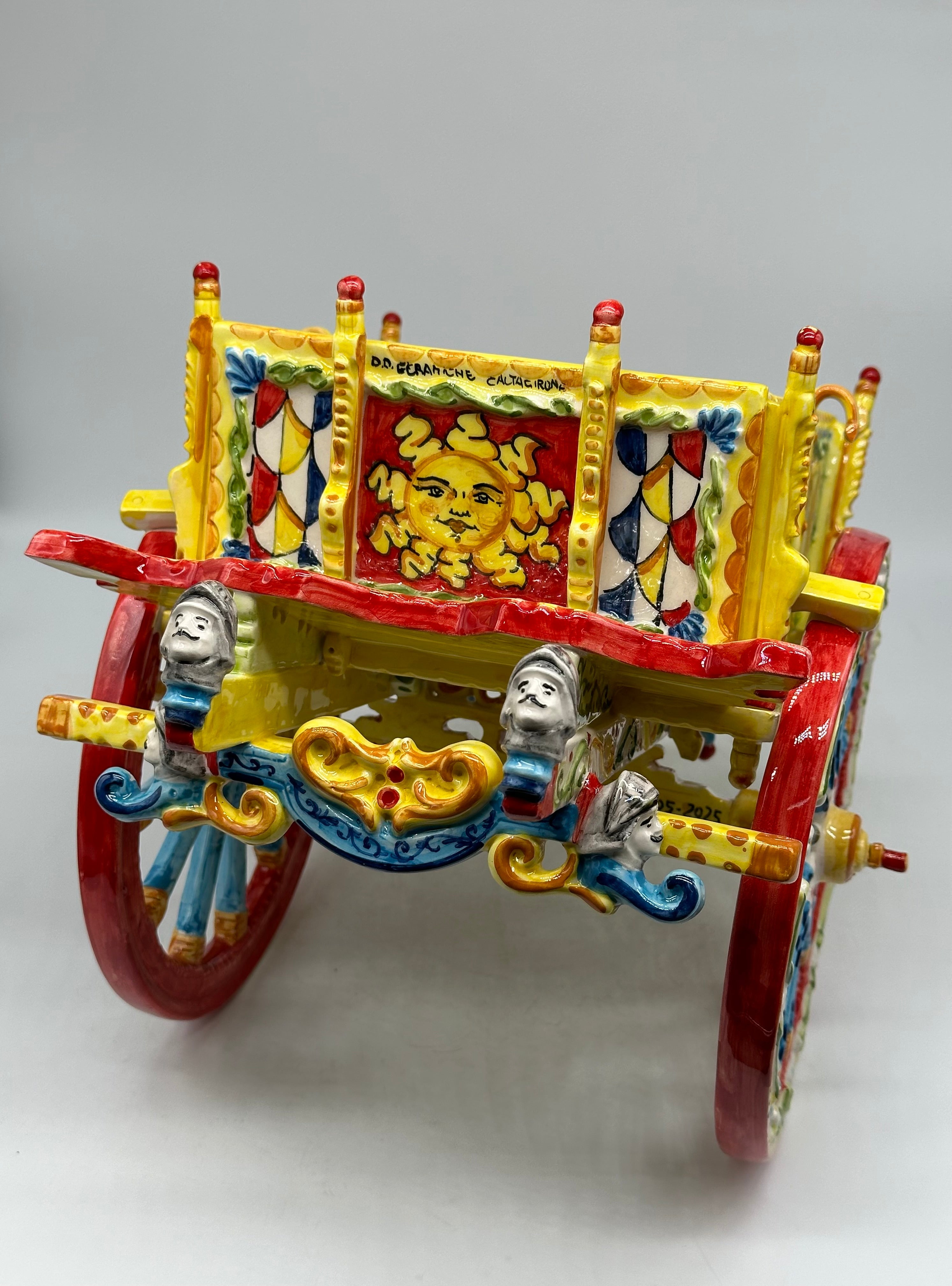 Carretto Siciliano Grande Ceramica Caltagirone 50cm Artigianale Decorato - OGGETTISTICA