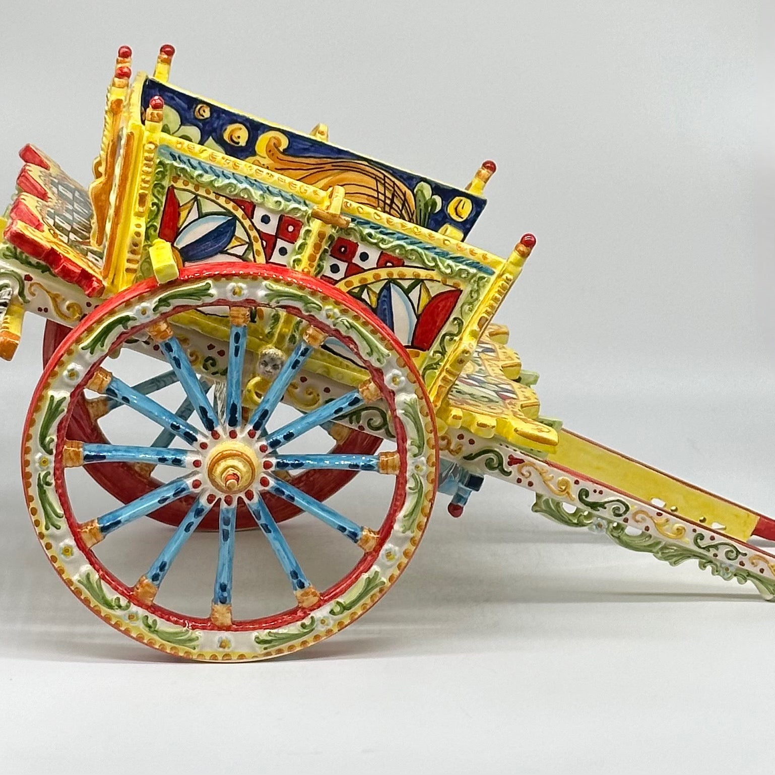Carretto Siciliano Grande Ceramica Caltagirone 50cm Artigianale Decorato - OGGETTISTICA
