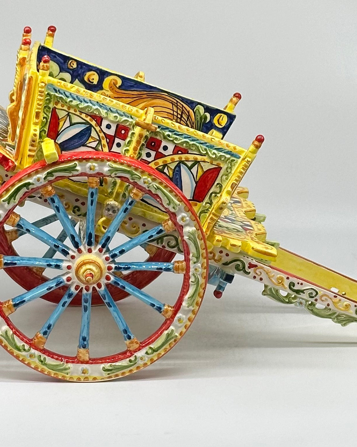 Carretto Siciliano Grande Ceramica Caltagirone 50cm Artigianale Decorato - OGGETTISTICA