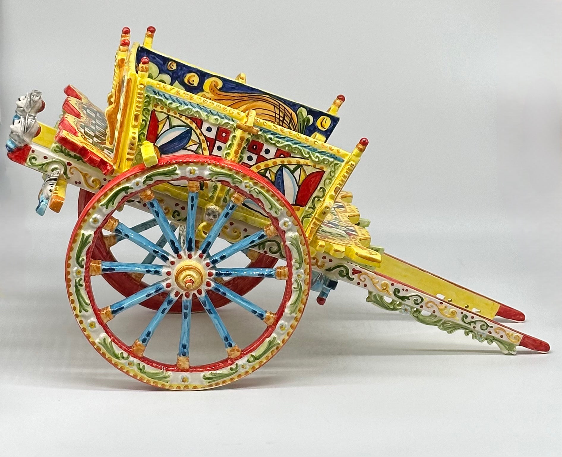Carretto Siciliano Grande Ceramica Caltagirone 50cm Artigianale Decorato - OGGETTISTICA