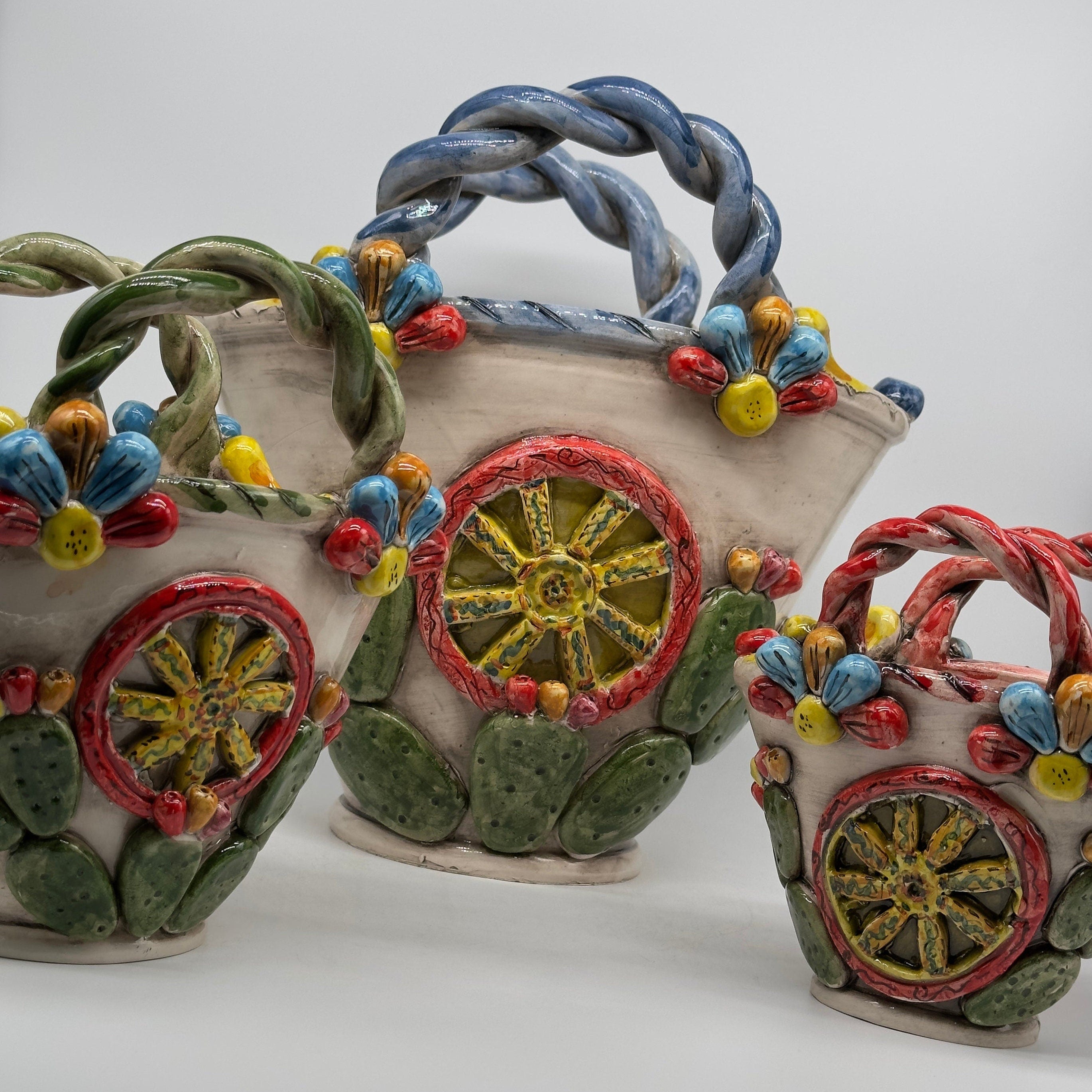 Coffa Siciliana Ceramica Caltagirone Artigianale Centrotavola Soprammobile Portaoggetti