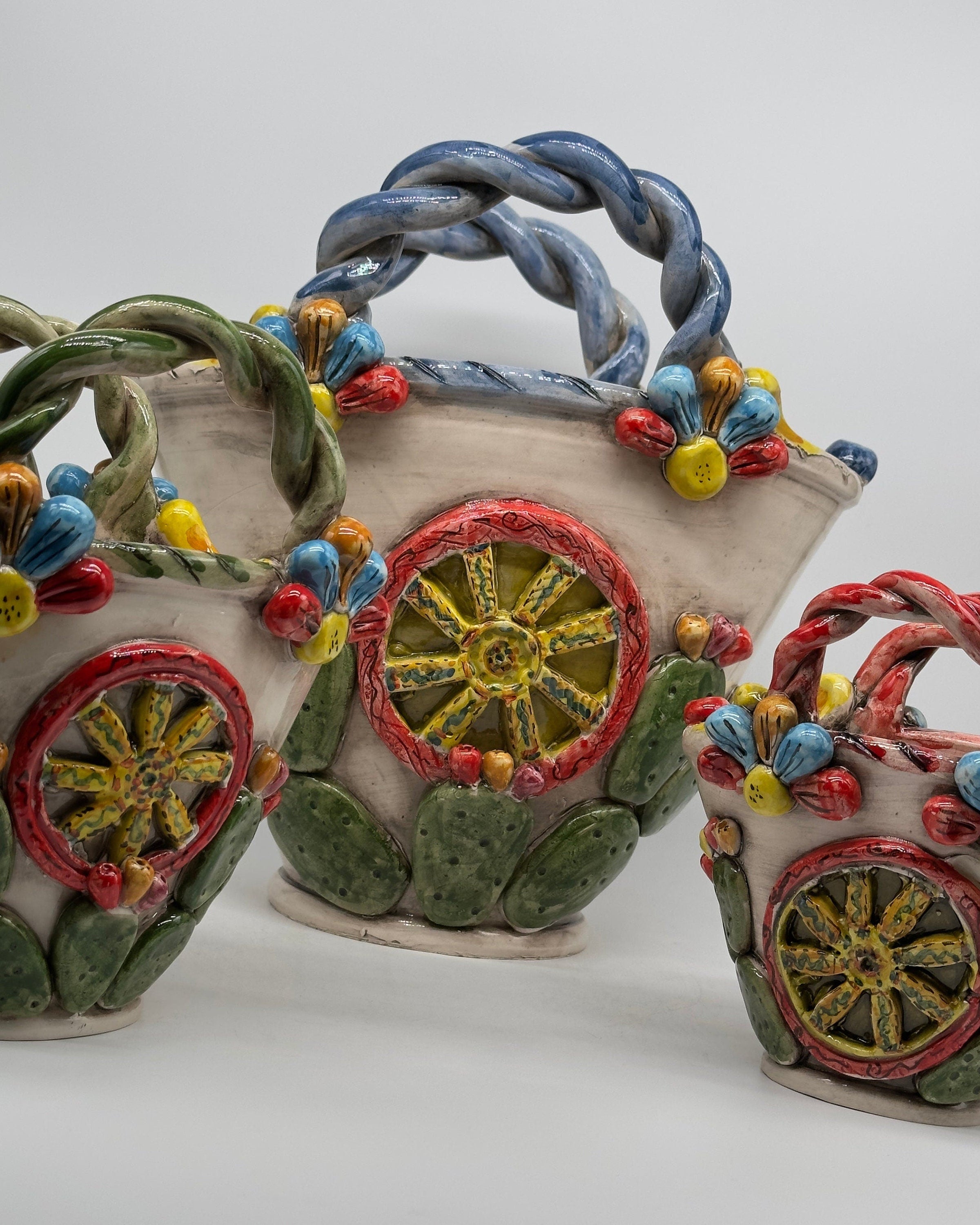 Coffa Siciliana Ceramica Caltagirone Artigianale Centrotavola Soprammobile Portaoggetti