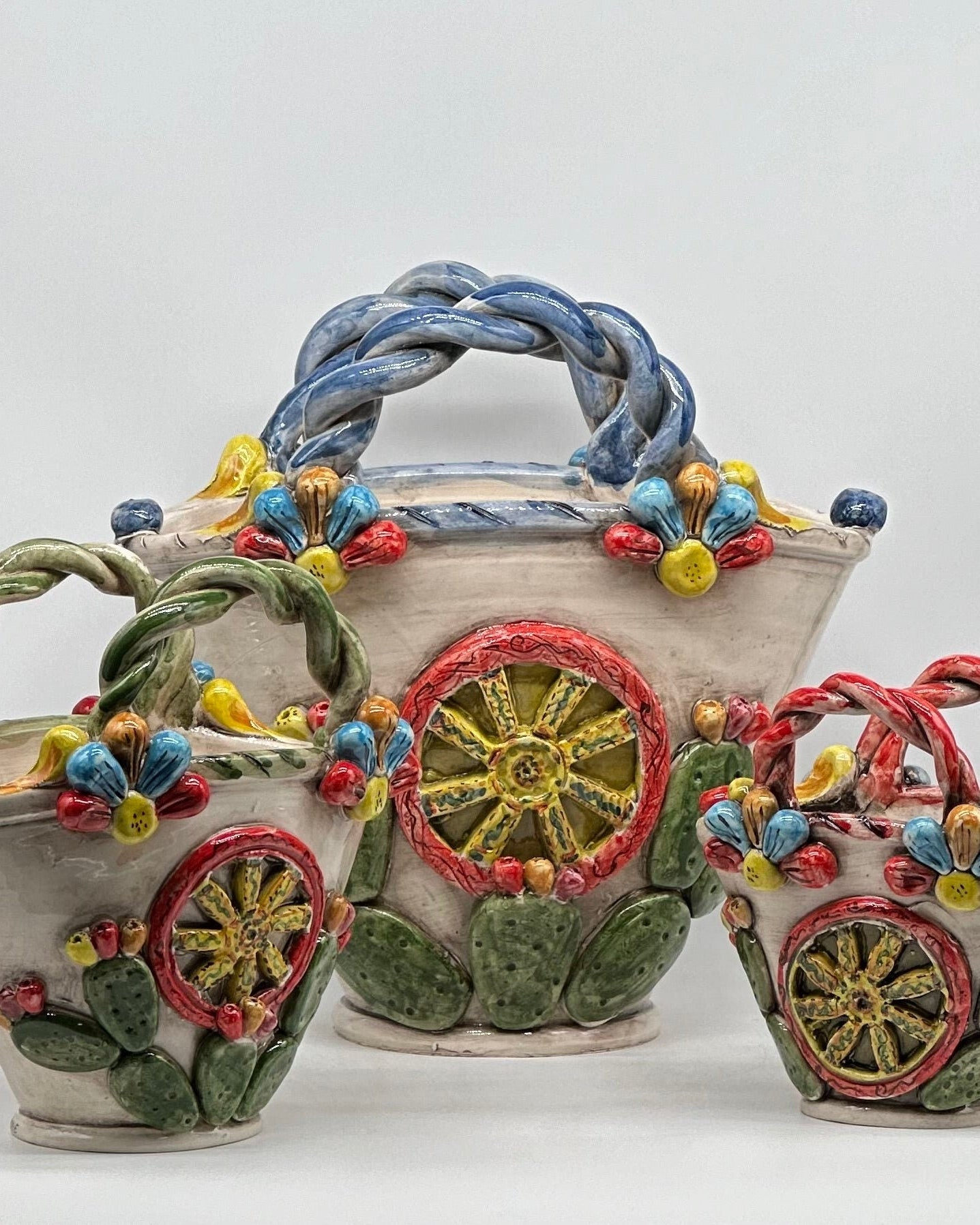 Coffa Siciliana Ceramica Caltagirone Artigianale Centrotavola Soprammobile Portaoggetti