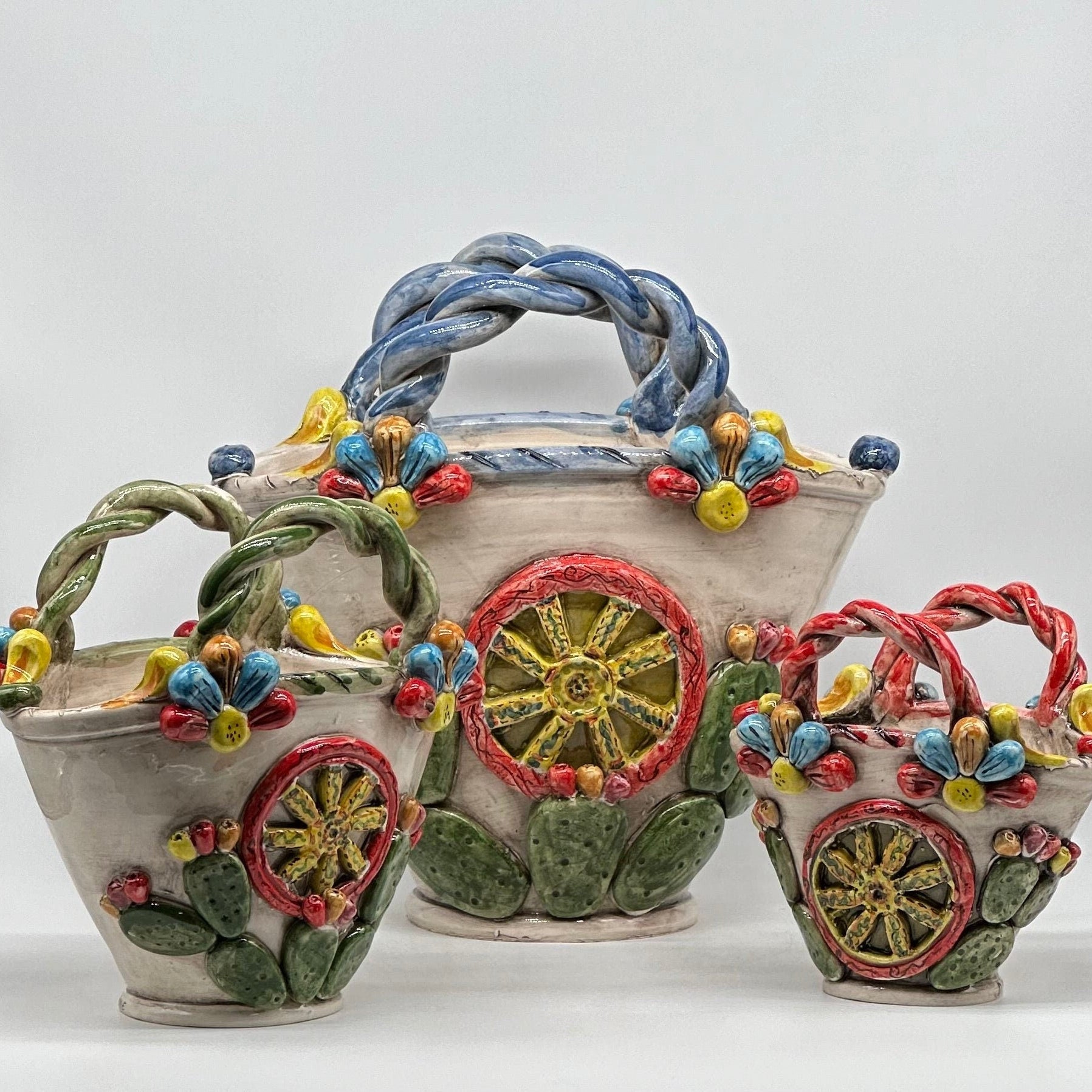 Coffa Siciliana Ceramica Caltagirone Artigianale Centrotavola Soprammobile Portaoggetti