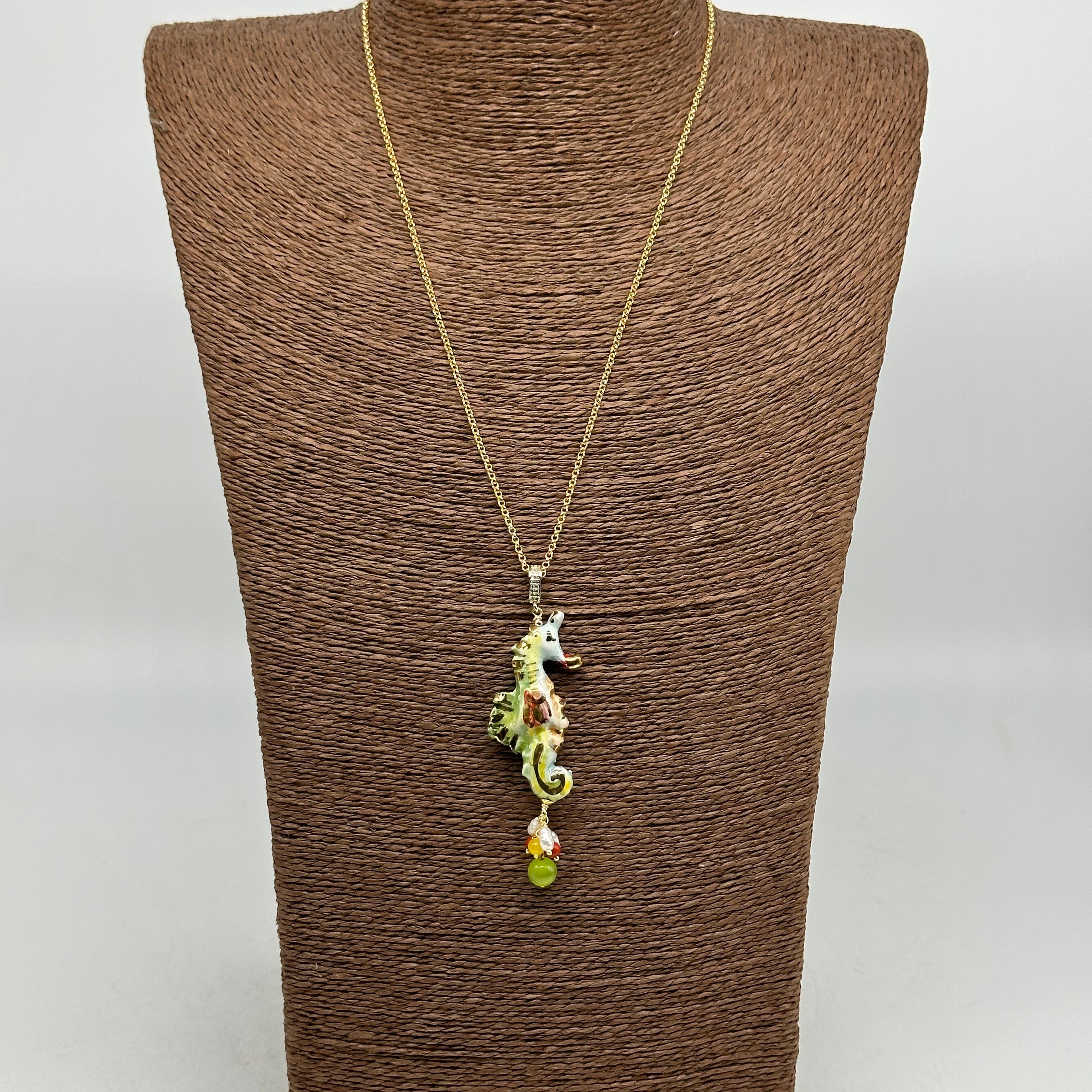 Collana Cavalluccio Marino decorato Ceramica di Caltagirone - COLLANA