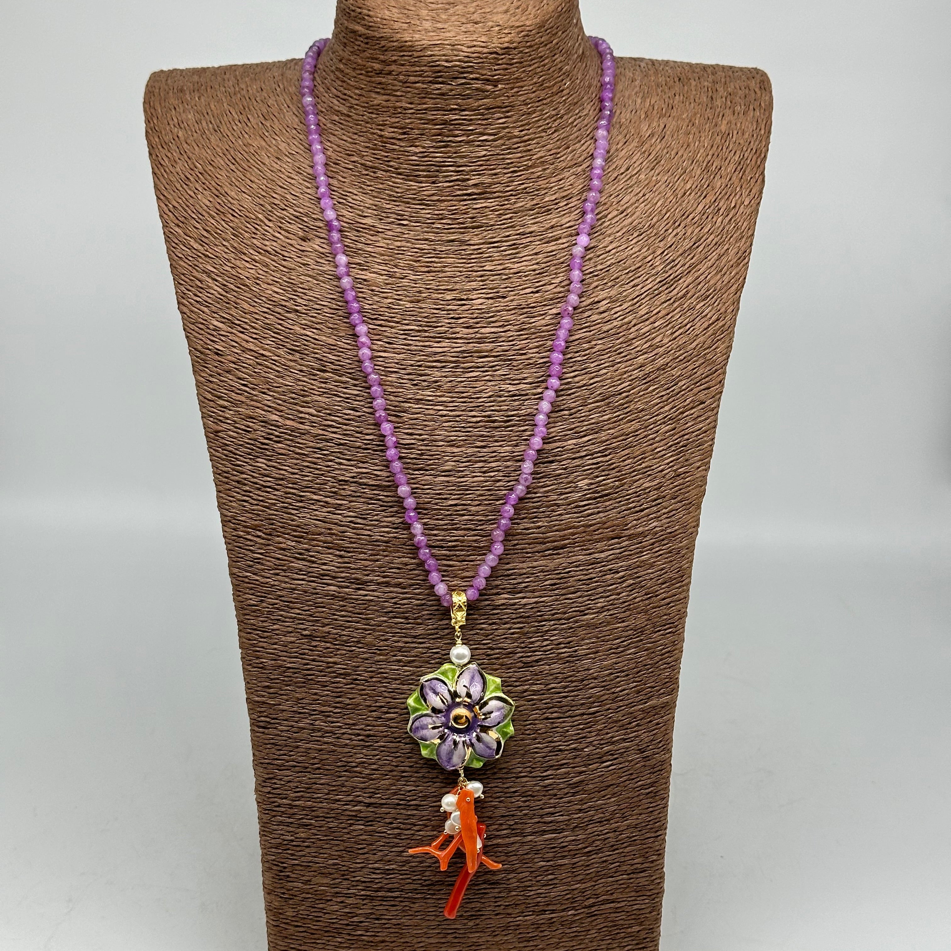 Collana Fiore Viola Ceramica di Caltagirone - BIJOUX