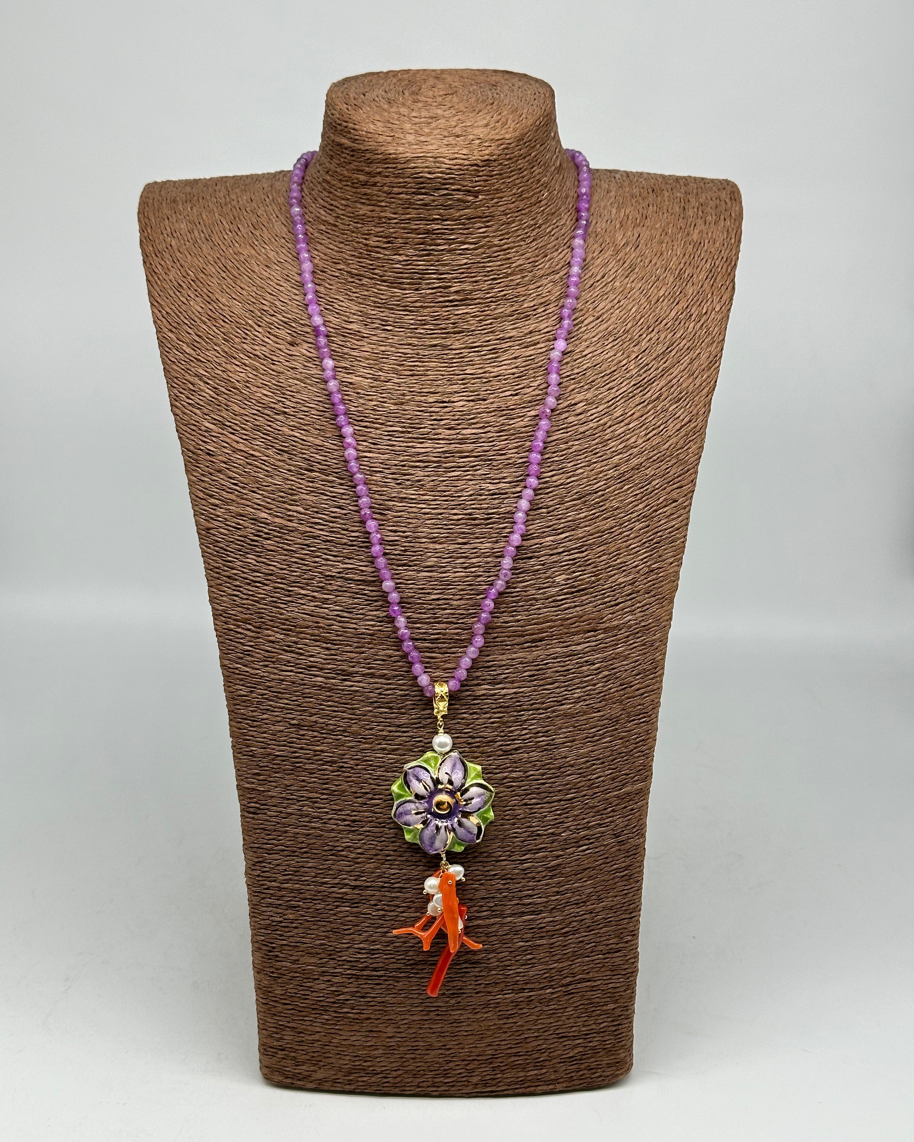 Collana Fiore Viola Ceramica di Caltagirone - BIJOUX