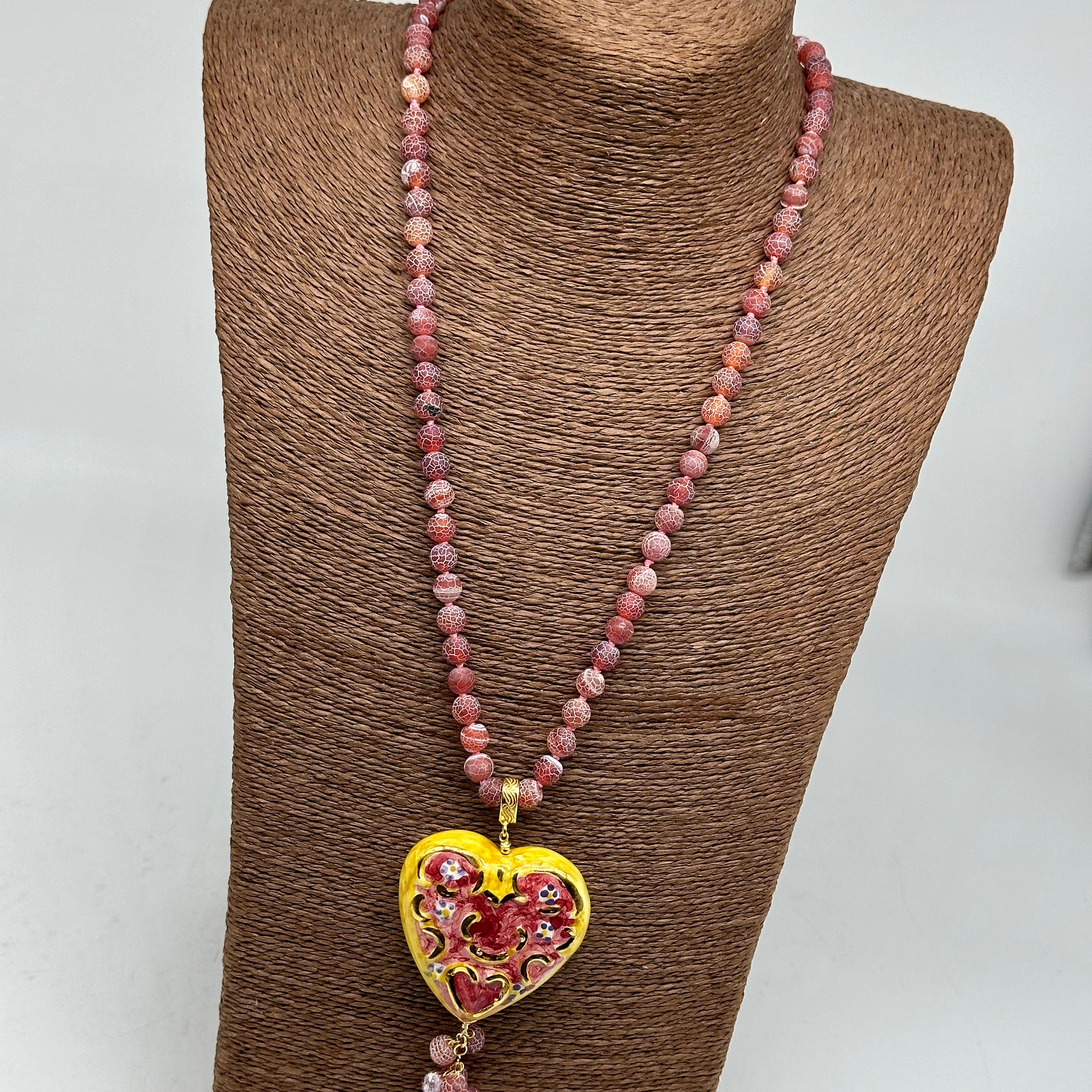 Collana Siciliana Cuore Sacro Ceramica di Caltagirone V.3 - COLLANA