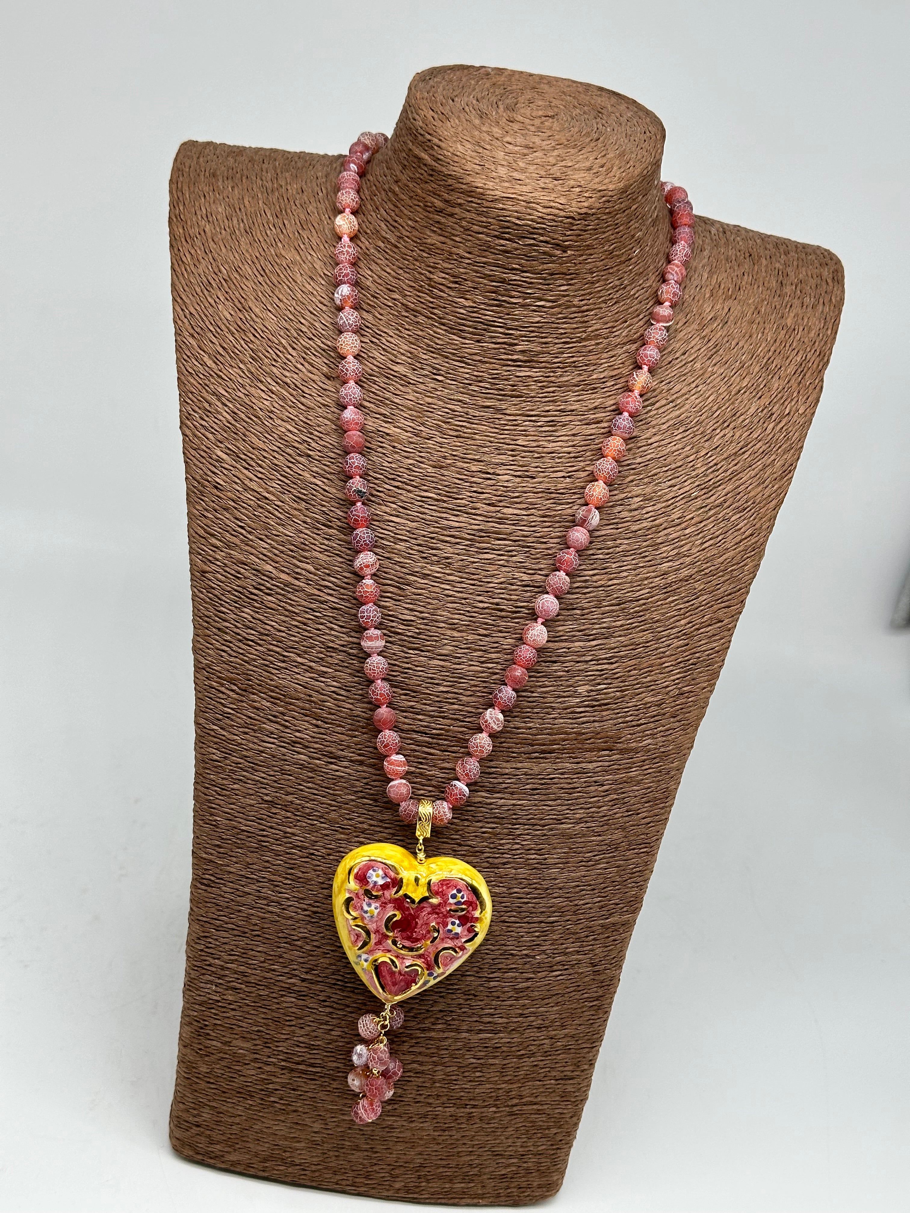 Collana Siciliana Cuore Sacro Ceramica di Caltagirone V.3 - COLLANA