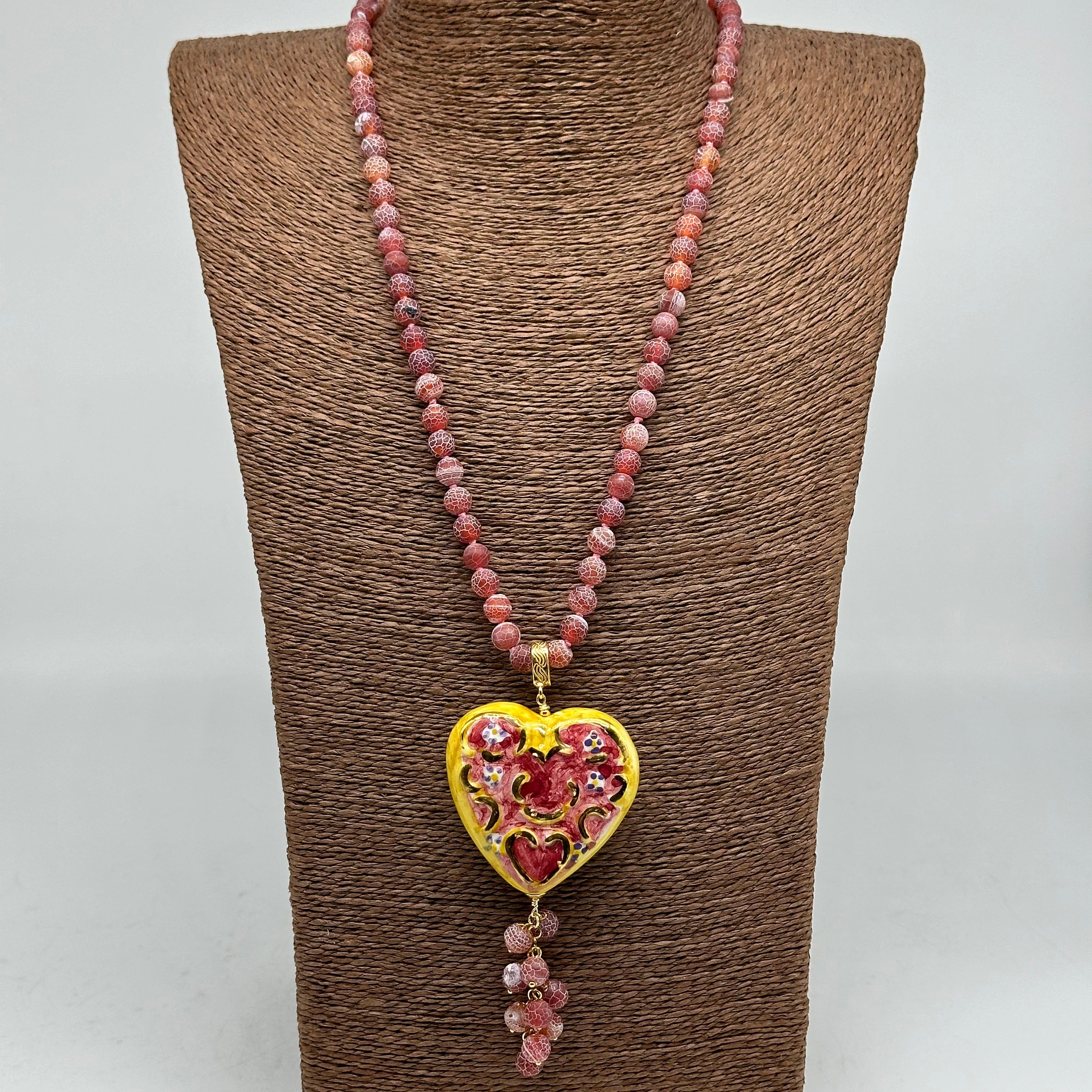 Collana Siciliana Cuore Sacro Ceramica di Caltagirone V.3 - COLLANA