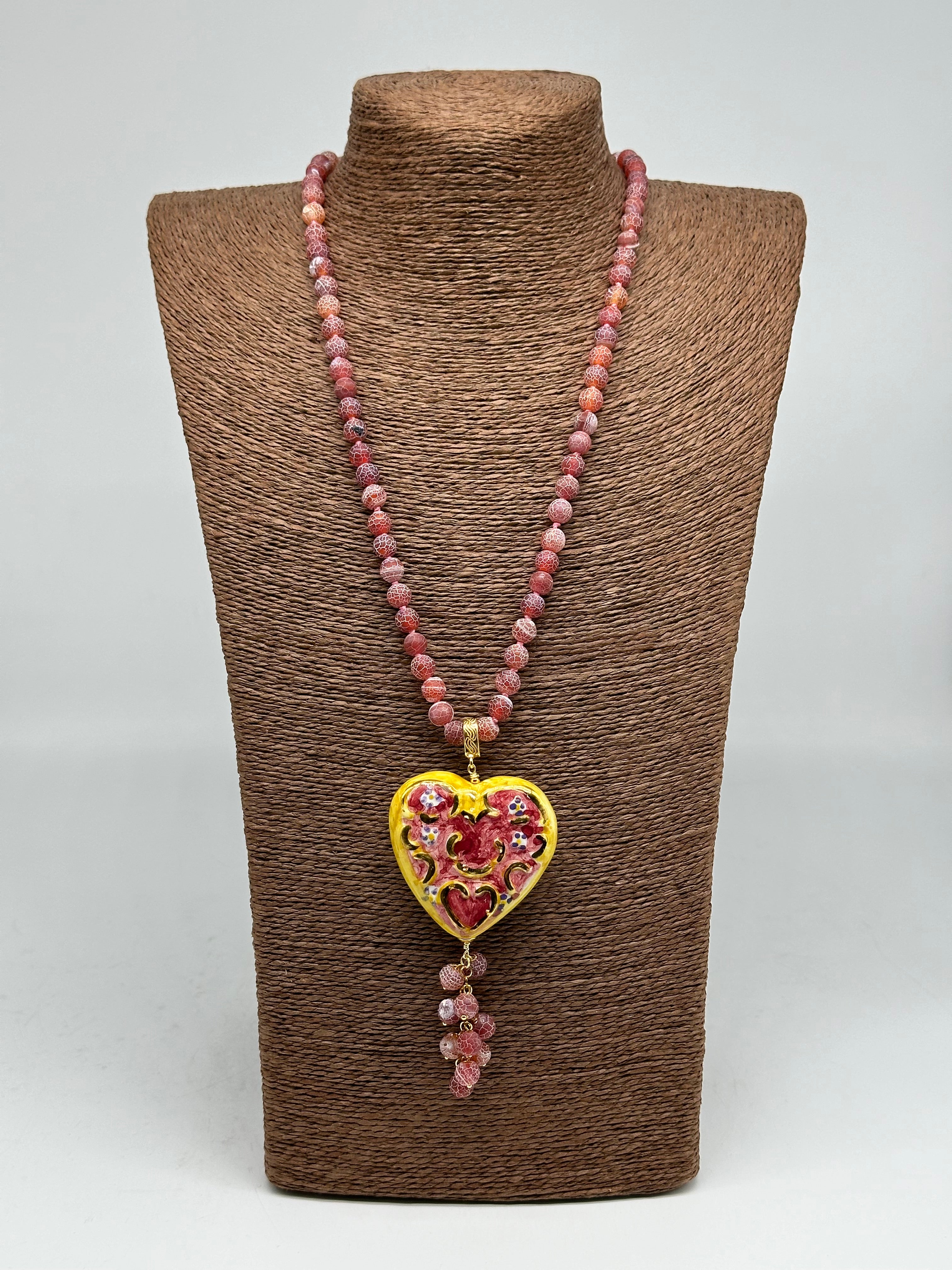 Collana Siciliana Cuore Sacro Ceramica di Caltagirone V.3 - COLLANA