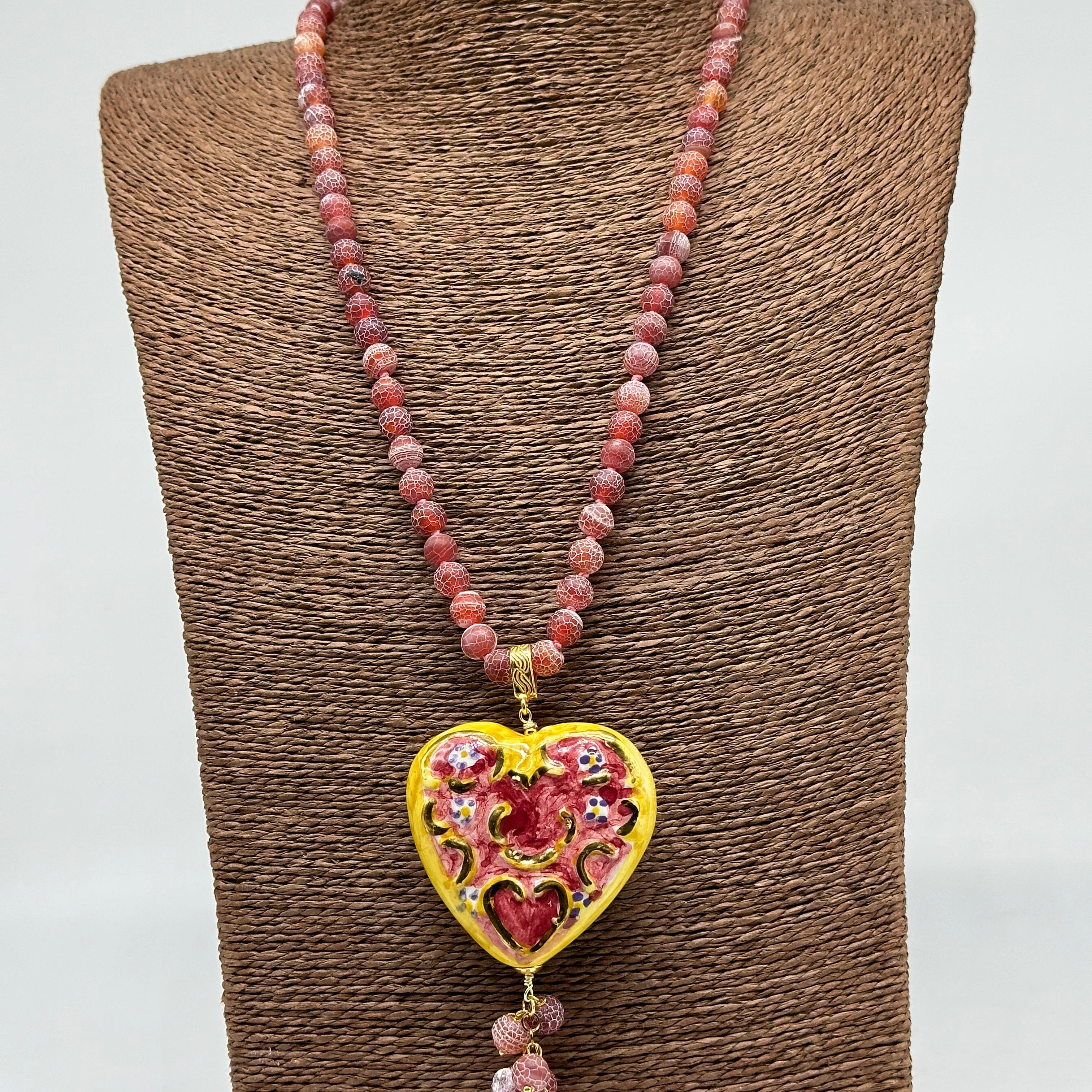 Collana Siciliana Cuore Sacro Ceramica di Caltagirone V.3 - COLLANA