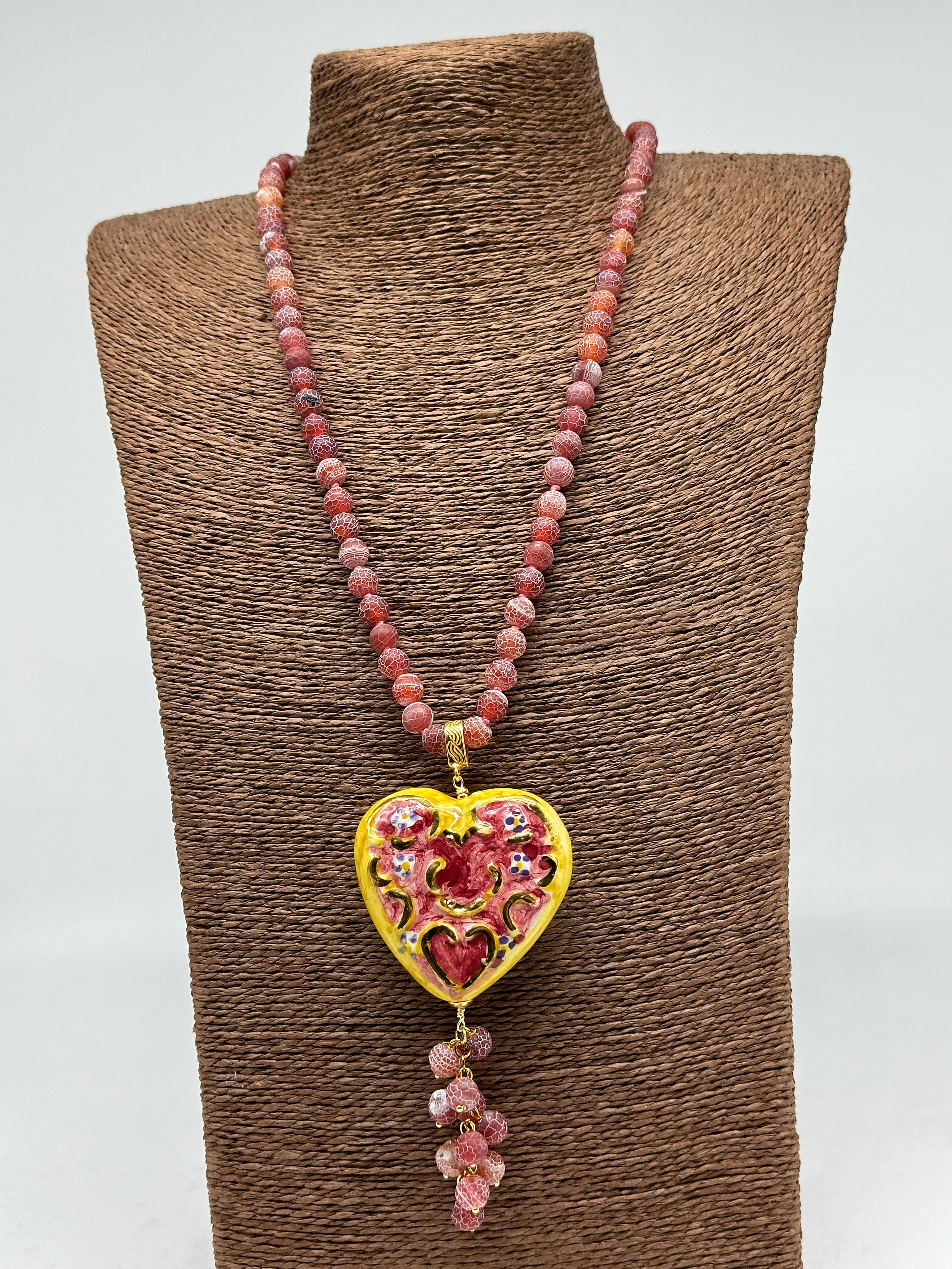Collana Siciliana Cuore Sacro Ceramica di Caltagirone V.3 - COLLANA