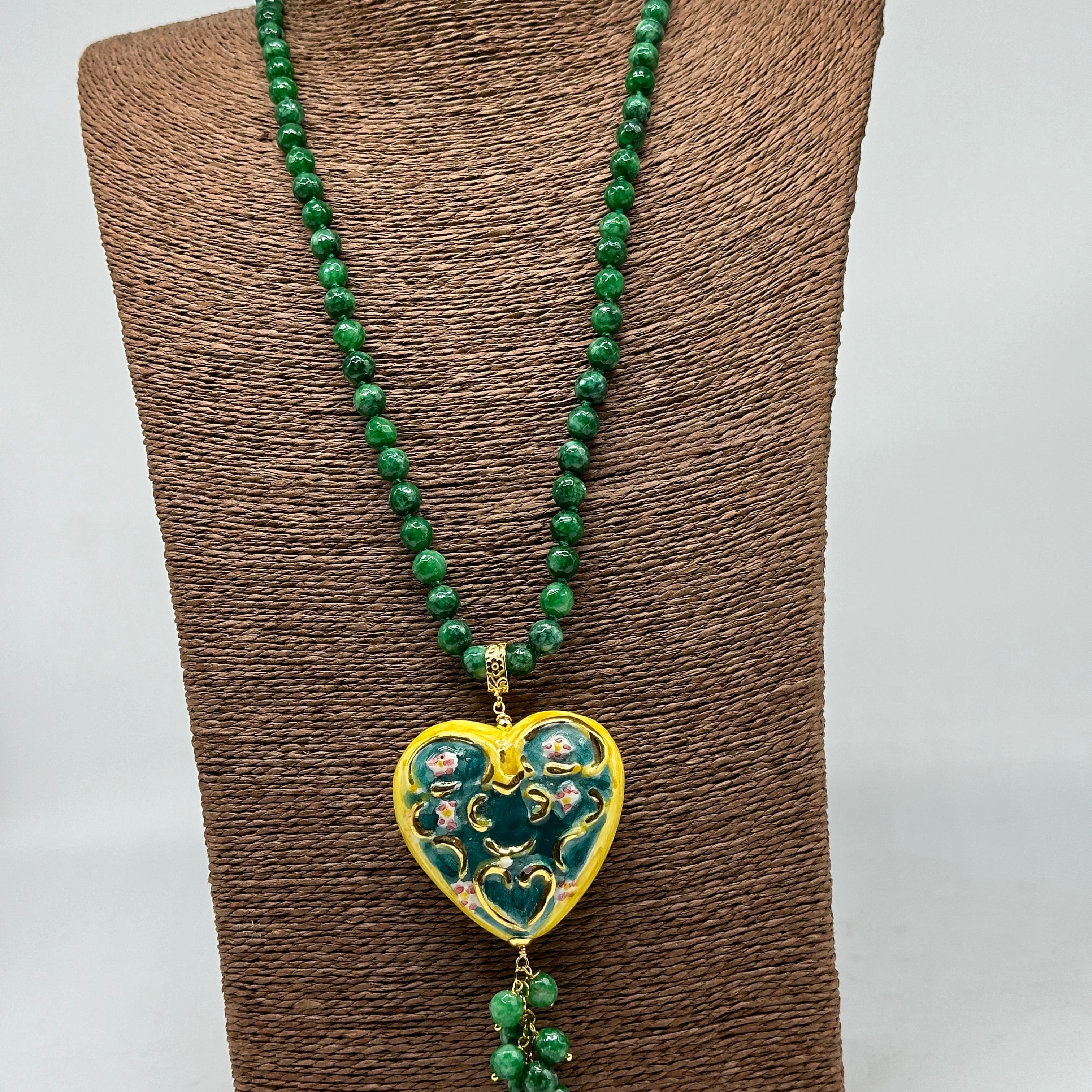 Collana Siciliana Cuore Sacro Ceramica di Caltagirone V.4 - COLLANA