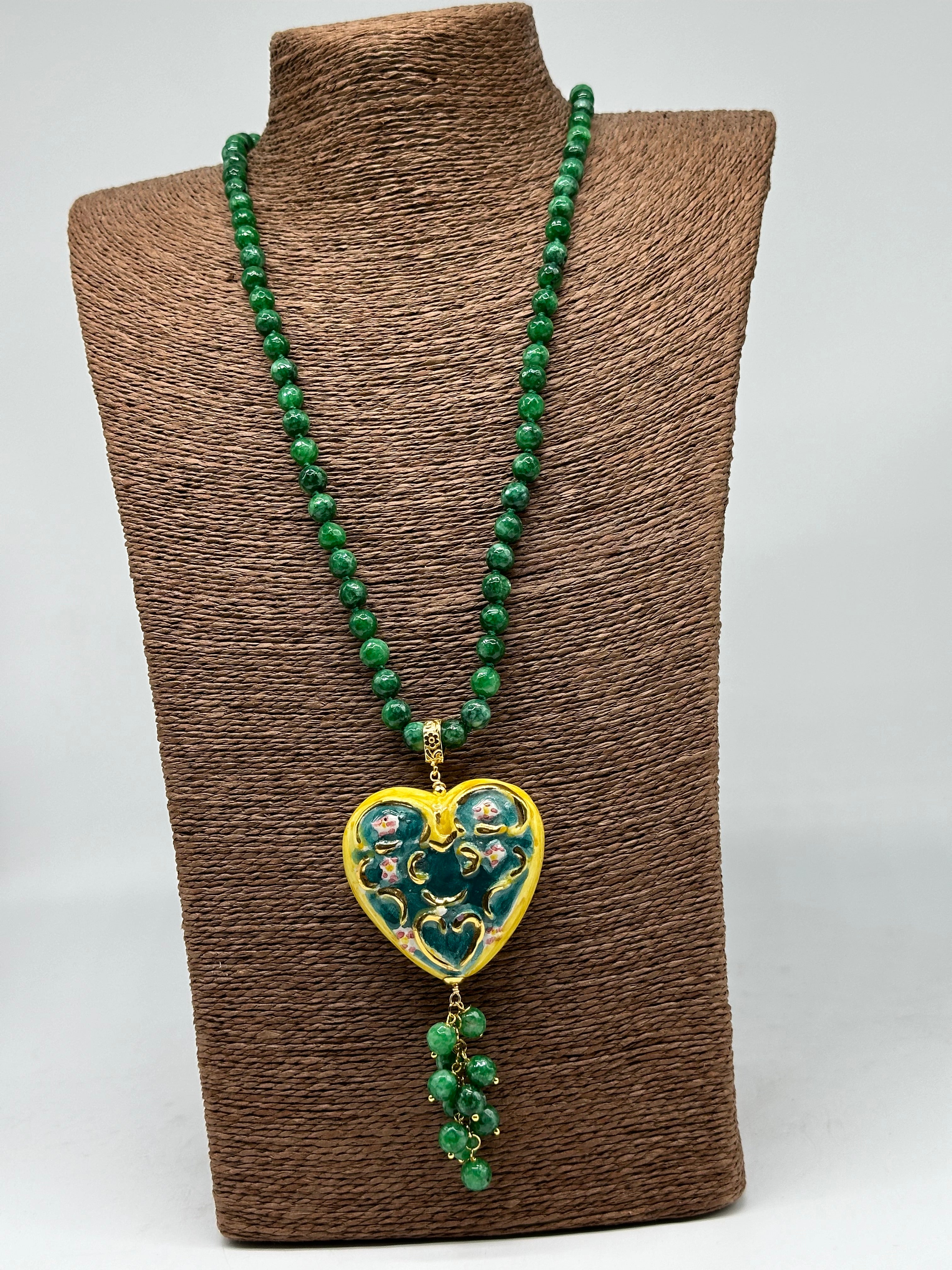 Collana Siciliana Cuore Sacro Ceramica di Caltagirone V.4 - COLLANA