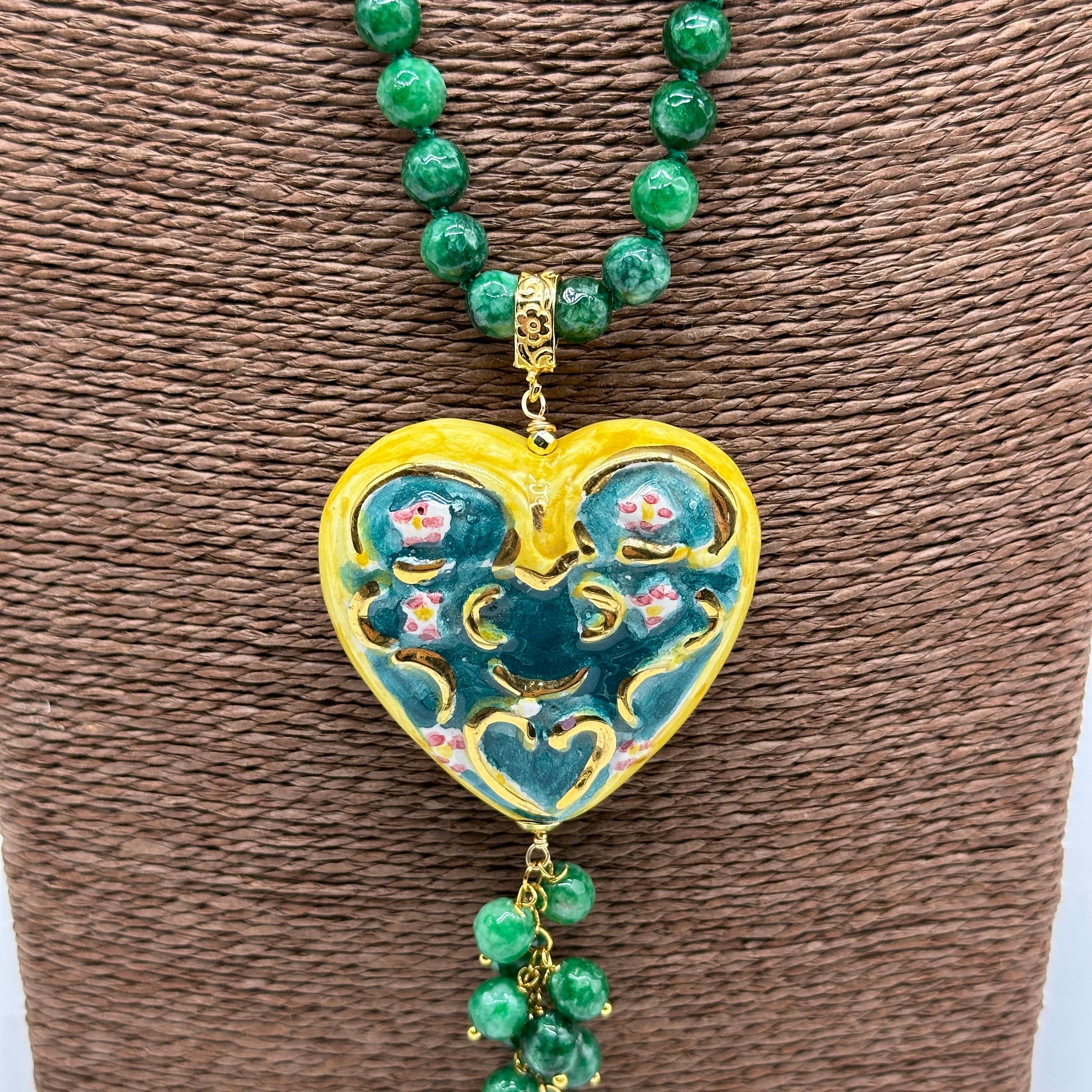 Collana Siciliana Cuore Sacro Ceramica di Caltagirone V.4 - COLLANA