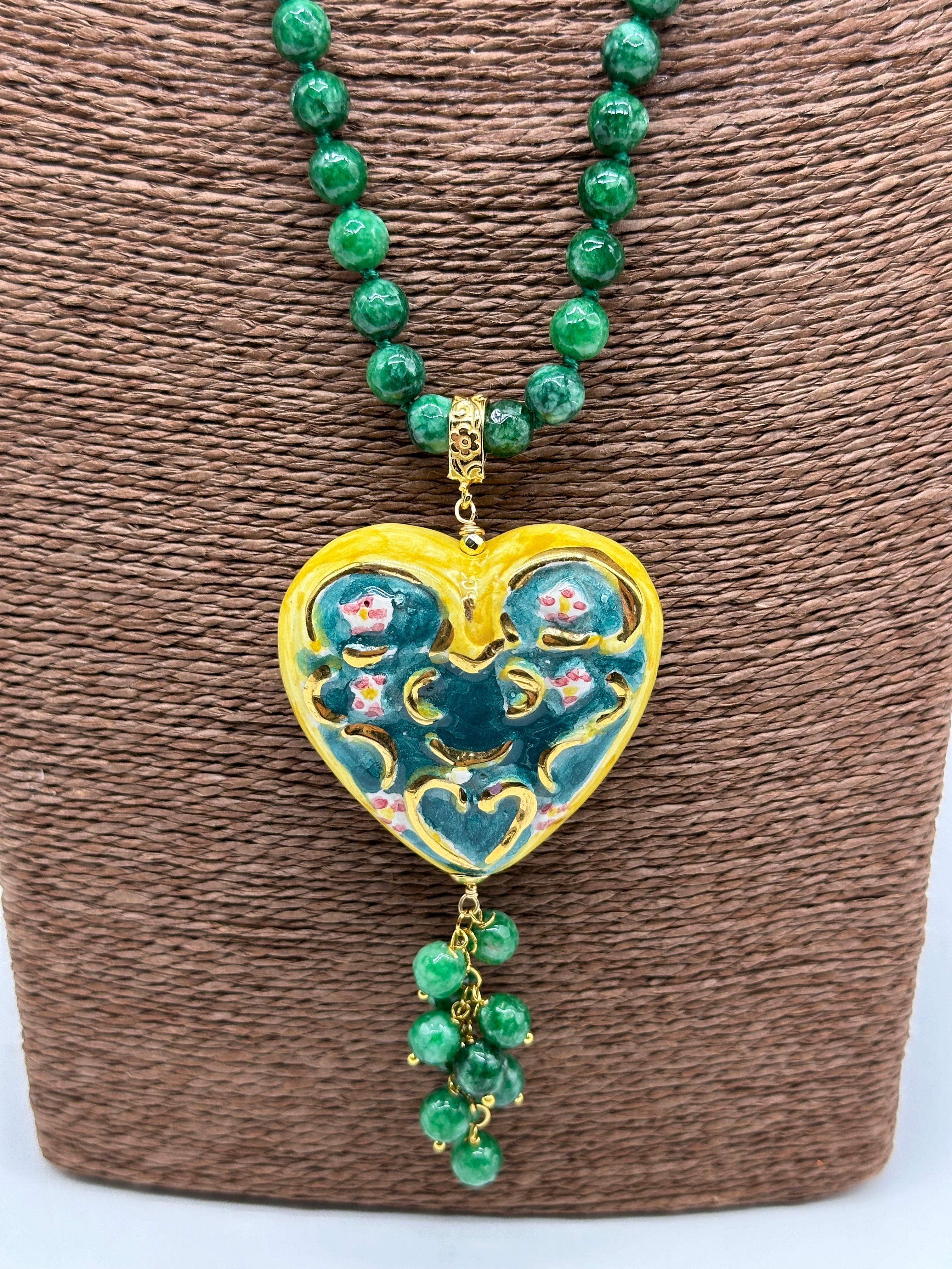 Collana Siciliana Cuore Sacro Ceramica di Caltagirone V.4 - COLLANA