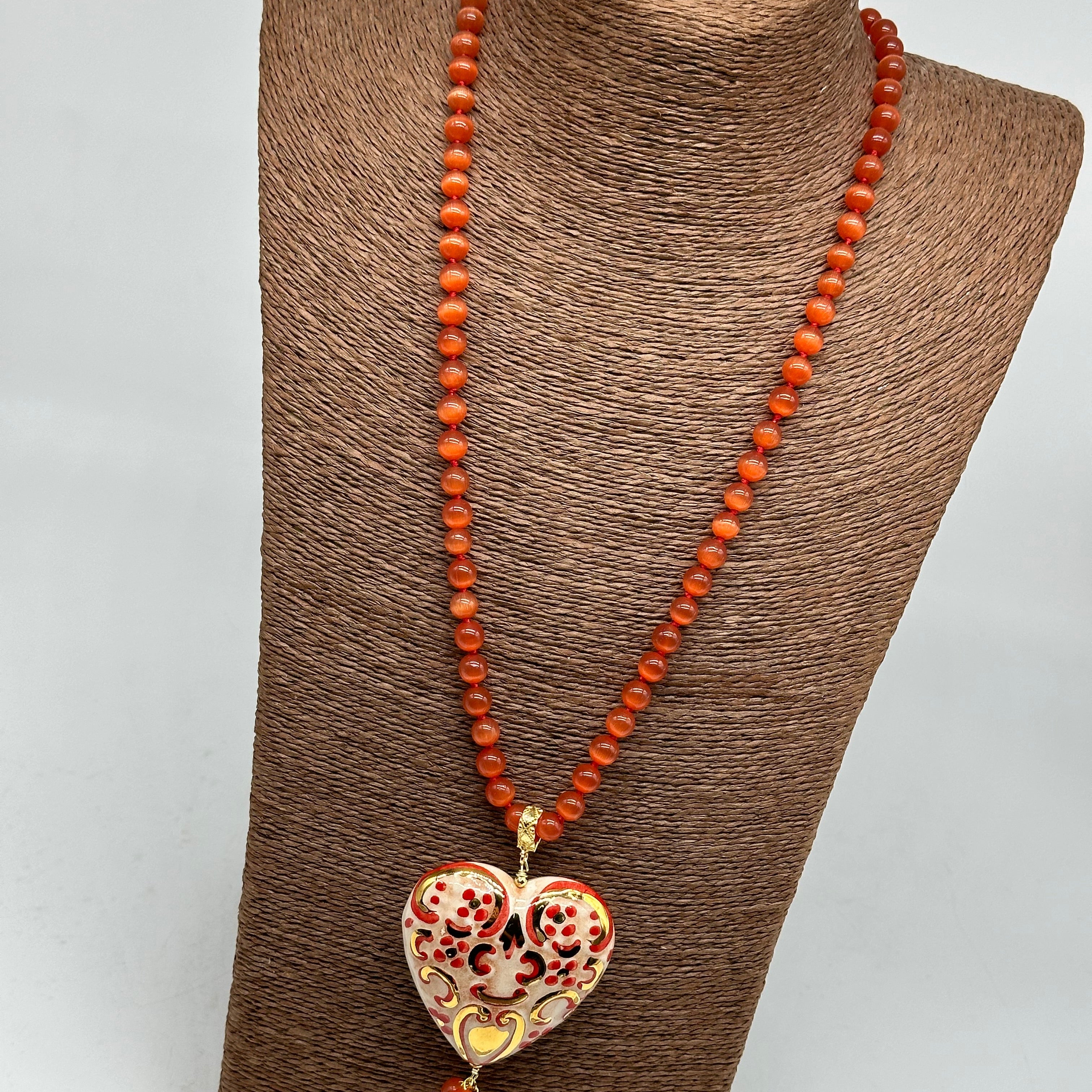 Collana Siciliana Cuore Sacro Ceramica di Caltagirone V.5 - COLLANA