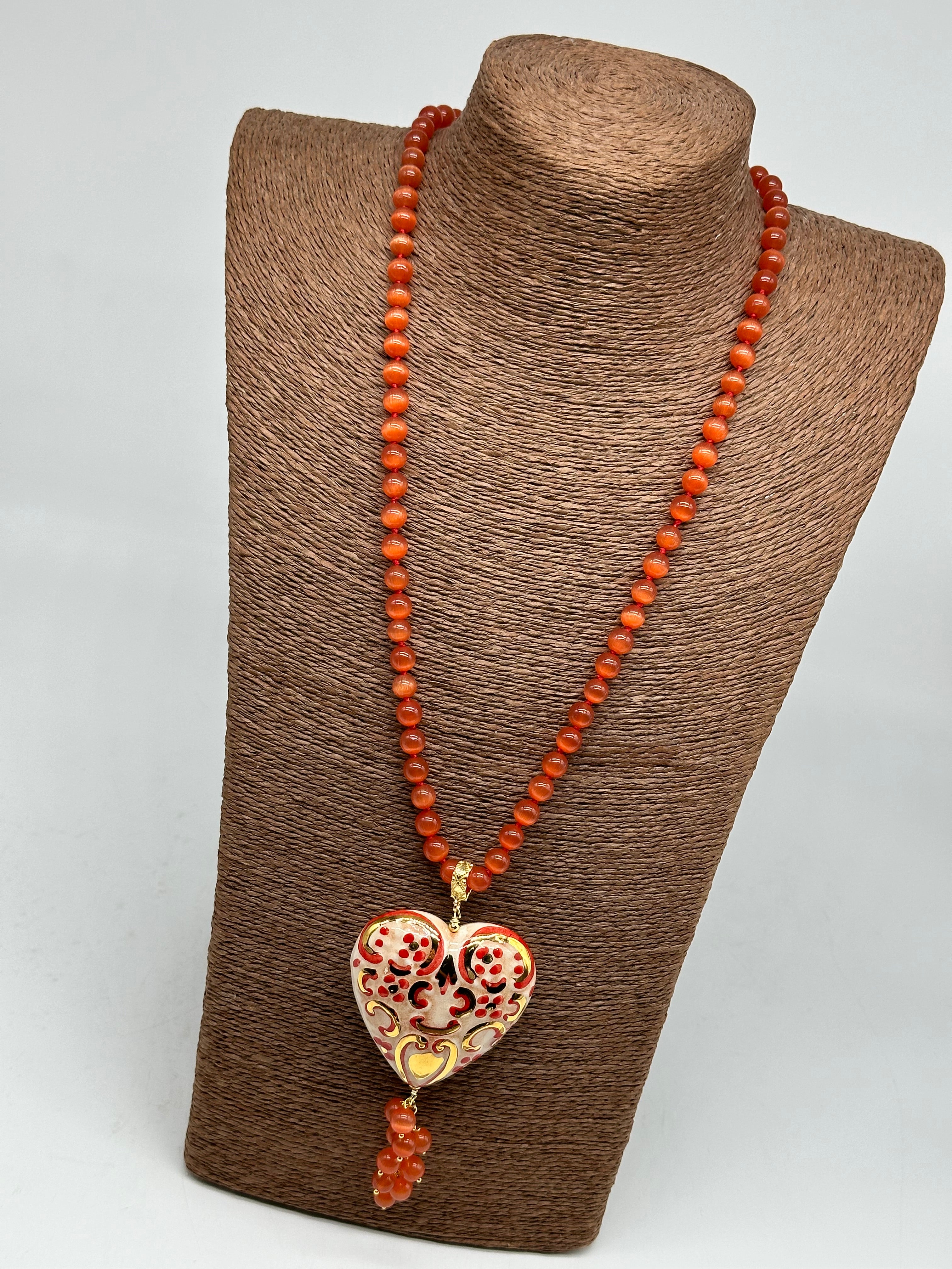 Collana Siciliana Cuore Sacro Ceramica di Caltagirone V.5 - COLLANA