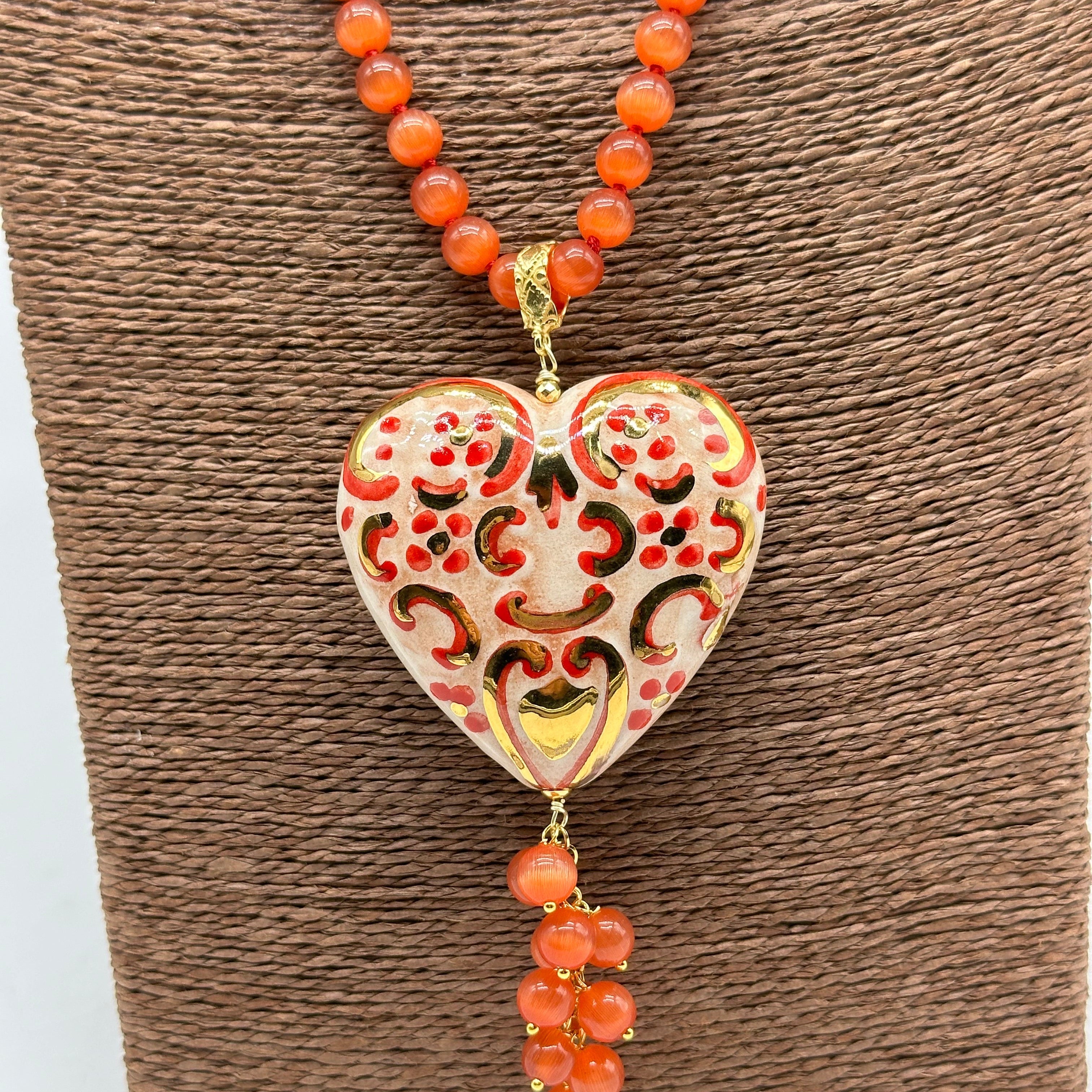 Collana Siciliana Cuore Sacro Ceramica di Caltagirone V.5 - COLLANA