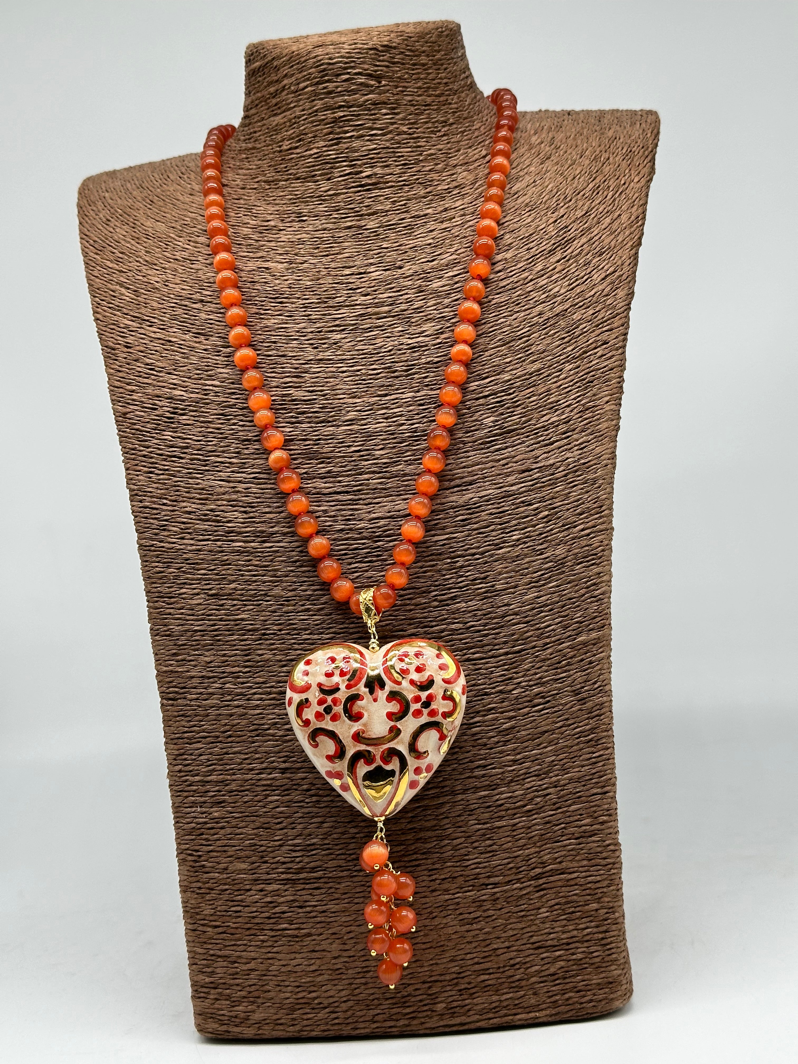 Collana Siciliana Cuore Sacro Ceramica di Caltagirone V.5 - COLLANA