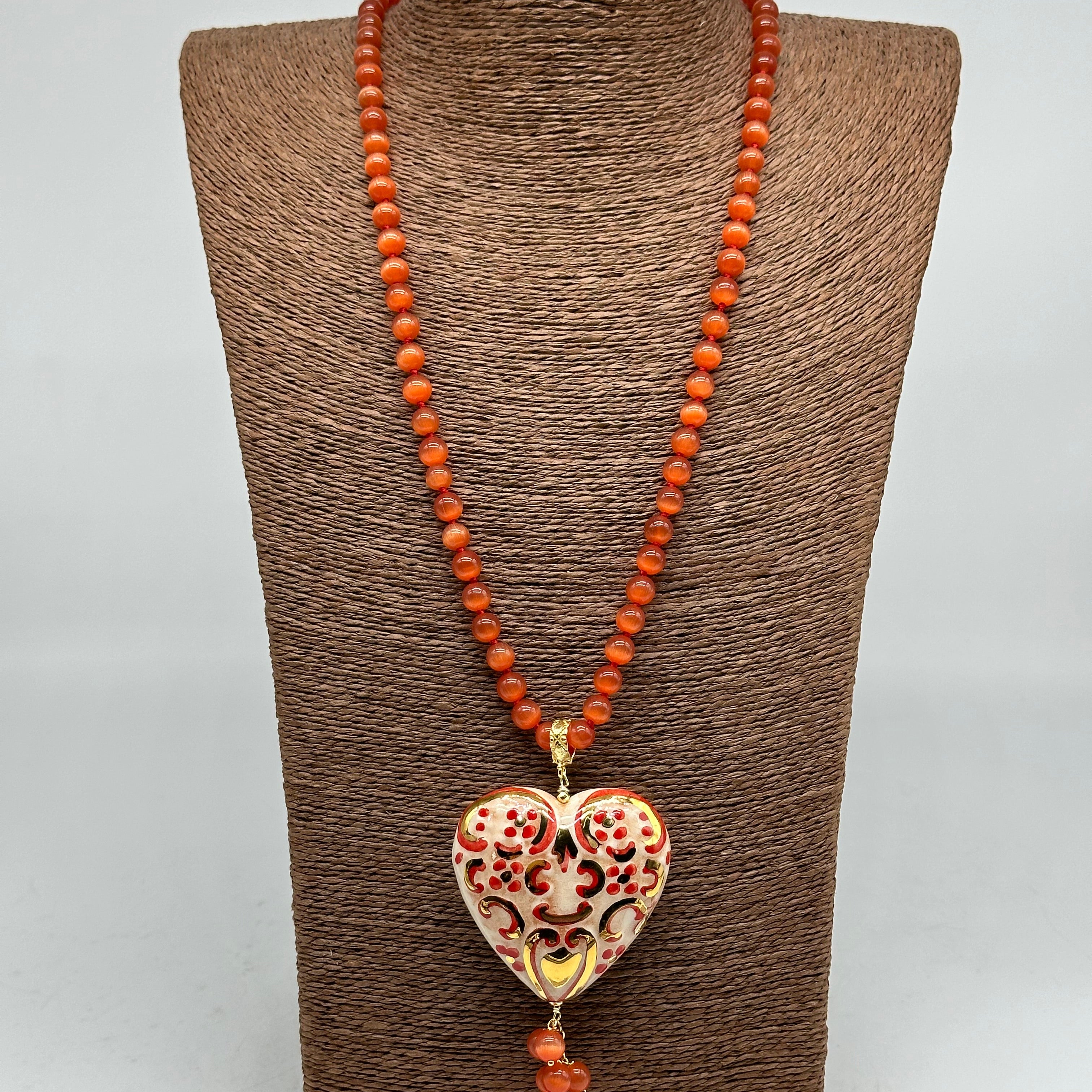 Collana Siciliana Cuore Sacro Ceramica di Caltagirone V.5 - COLLANA
