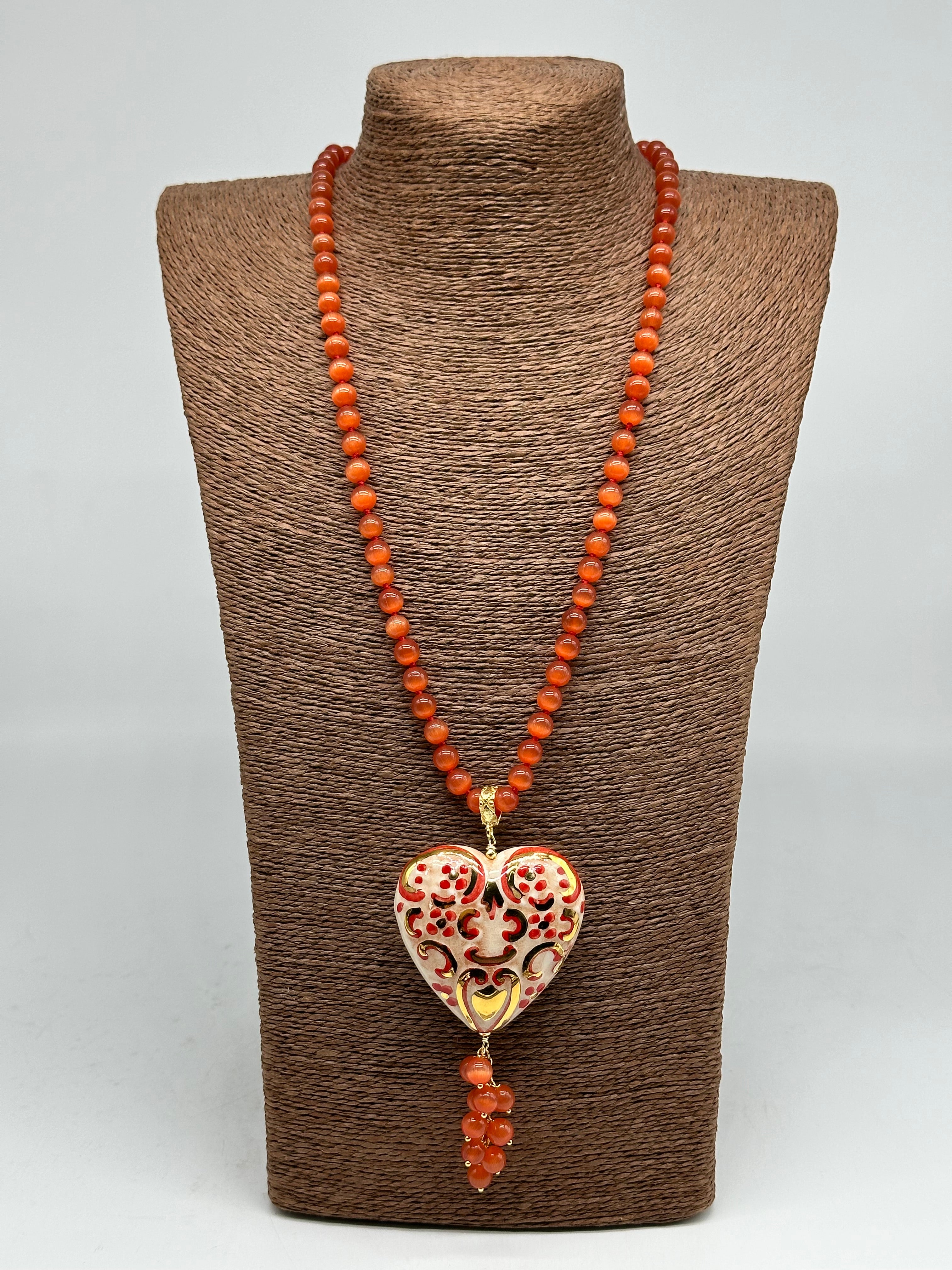 Collana Siciliana Cuore Sacro Ceramica di Caltagirone V.5 - COLLANA