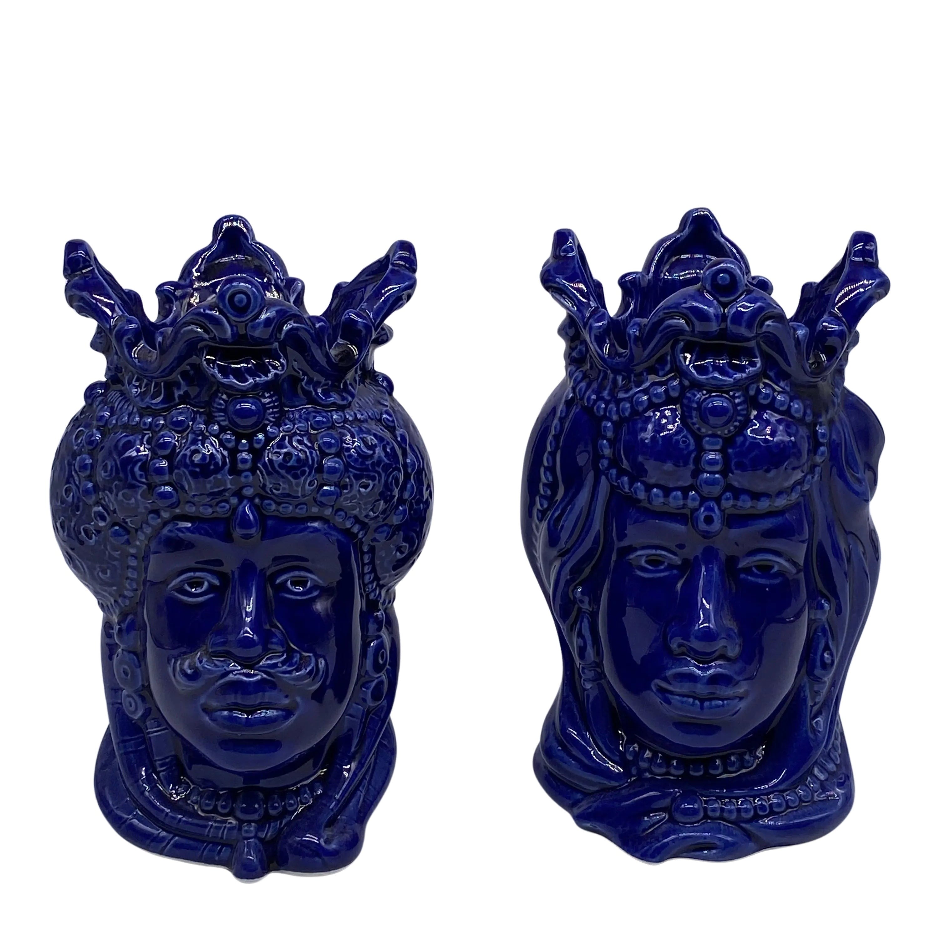 Teste di Moro Emiro Ceramica Caltagirone cm H.20 Artigianale VARI COLORI DD CERAMICHE SICILIANE