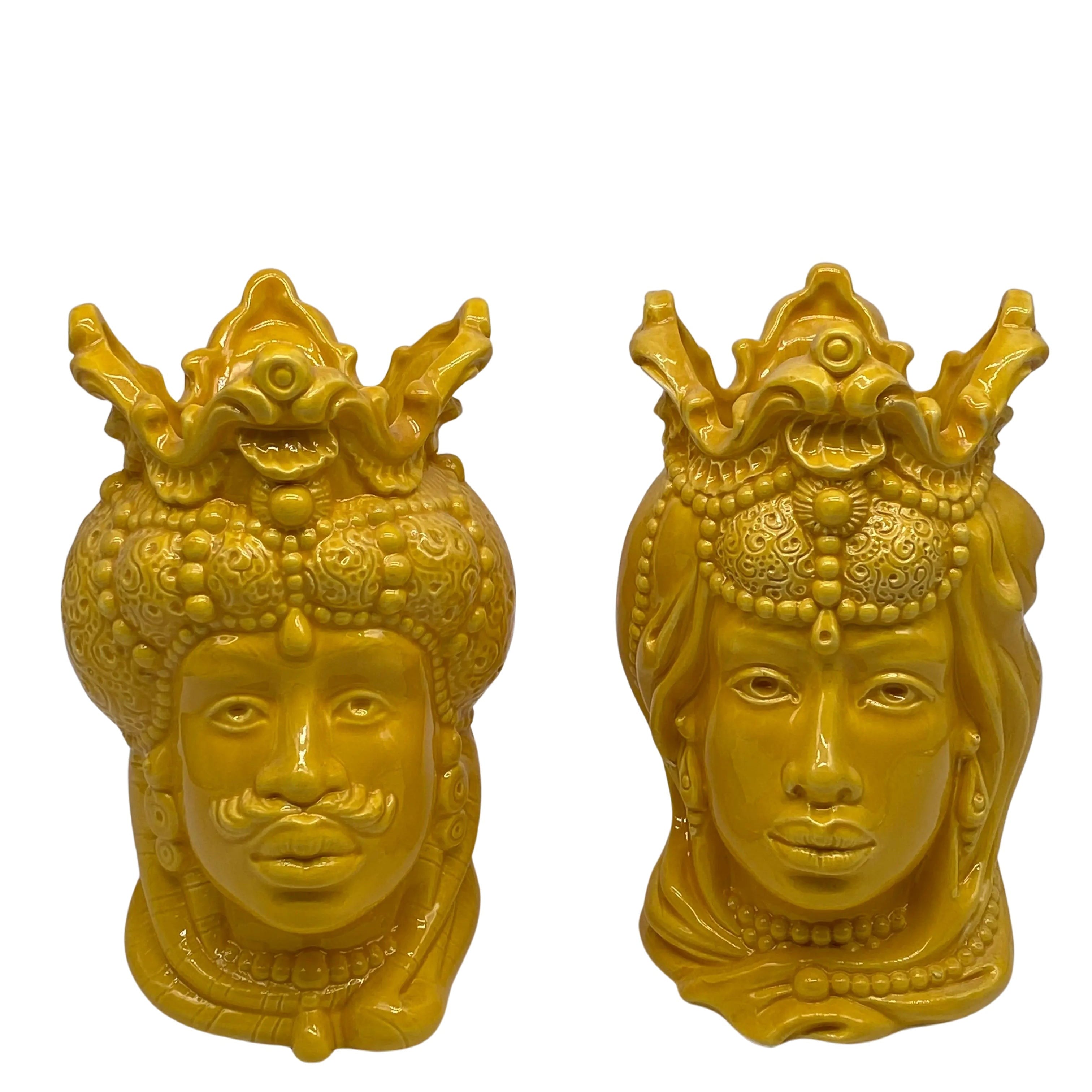 Teste di Moro Emiro Ceramica Caltagirone cm H.20 Artigianale VARI COLORI DD CERAMICHE SICILIANE