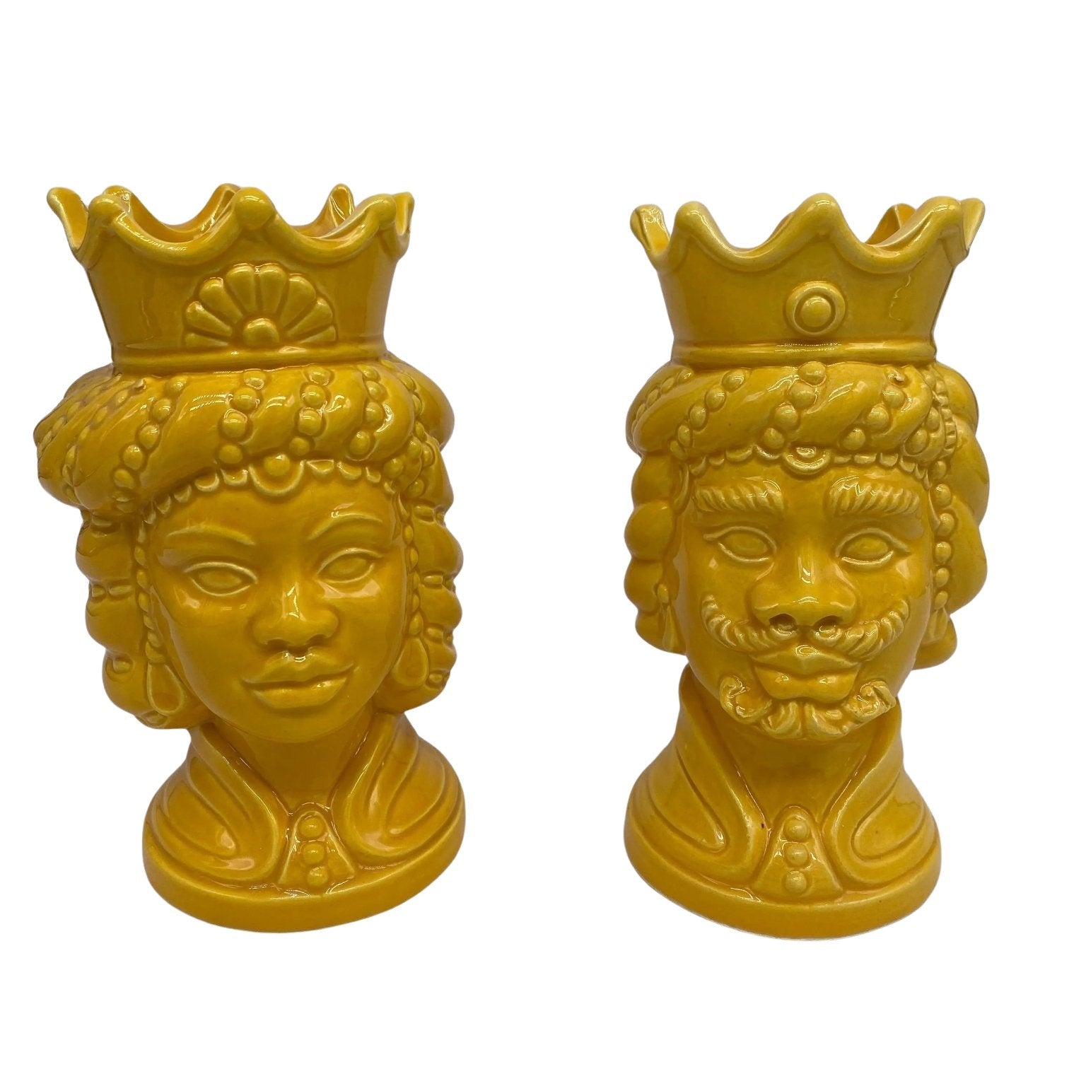 Coppia Teste di Moro Girun Ceramica Caltagirone cm H.15 L.8 Artigianale VARI COLORI - DD CERAMICHE SICILIANE