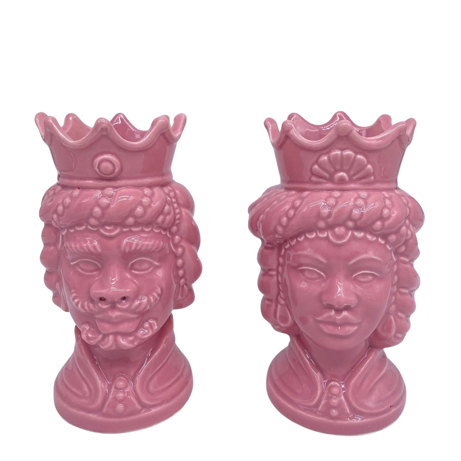 Coppia Teste di Moro Girun Ceramica Caltagirone cm H.15 L.8 Artigianale VARI COLORI - DD CERAMICHE SICILIANE