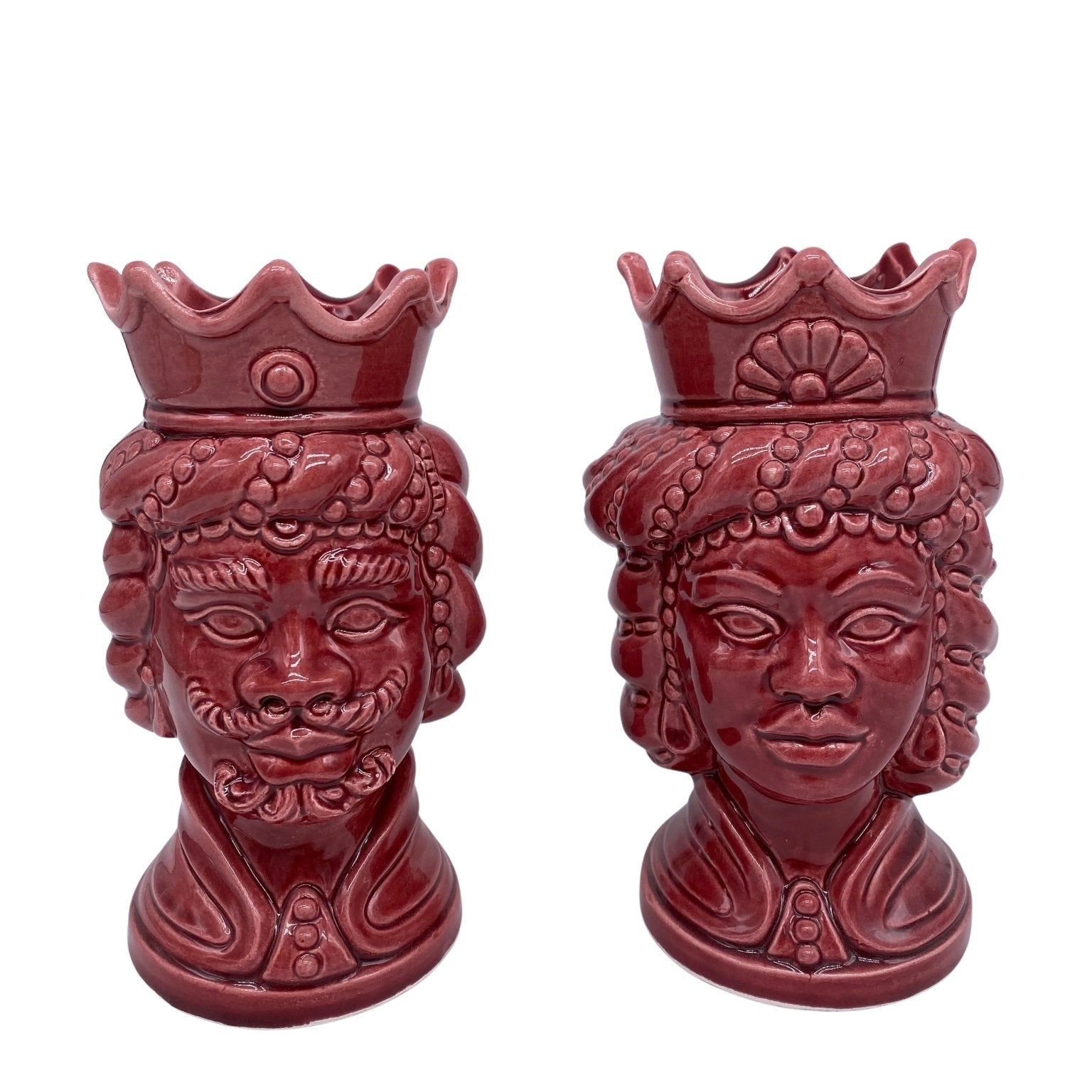 Coppia Teste di Moro Girun Ceramica Caltagirone cm H.15 L.8 Artigianale VARI COLORI - DD CERAMICHE SICILIANE