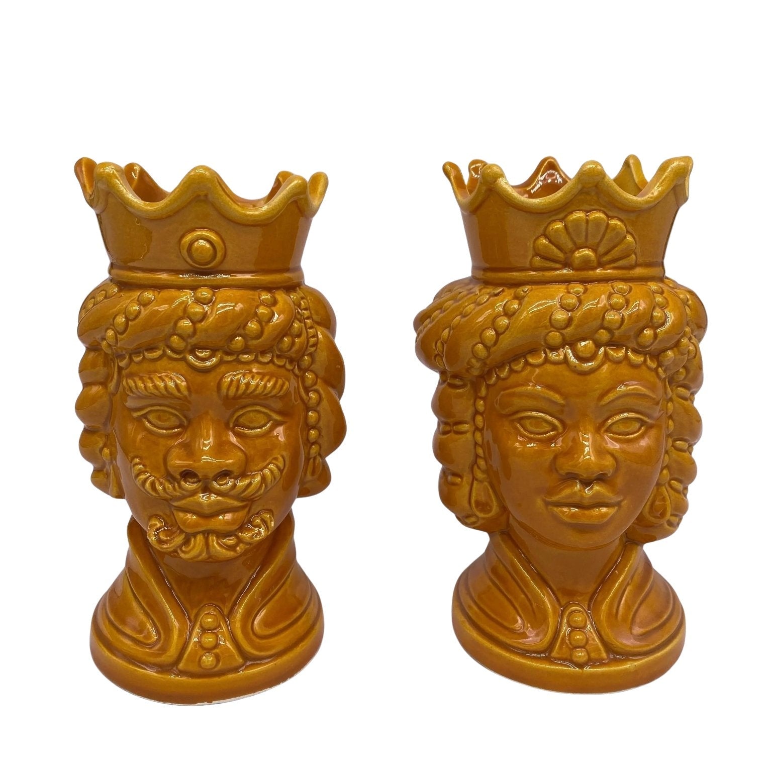 Coppia Teste di Moro Girun Ceramica Caltagirone cm H.15 L.8 Artigianale VARI COLORI - DD CERAMICHE SICILIANE