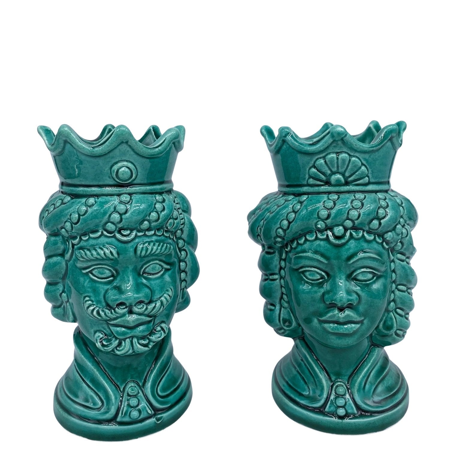 Coppia Teste di Moro Girun Ceramica Caltagirone cm H.15 L.8 Artigianale VARI COLORI - DD CERAMICHE SICILIANE