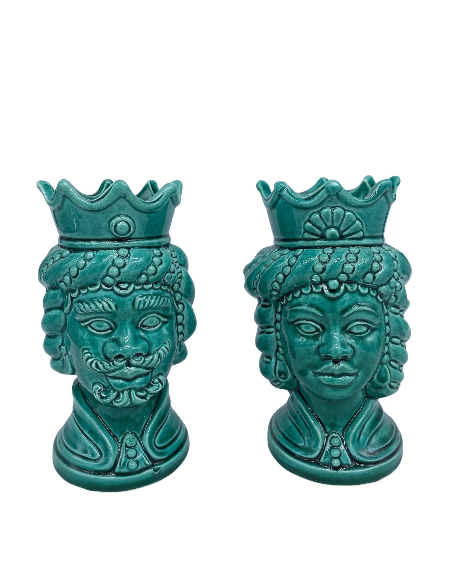 Coppia Teste di Moro Girun Ceramica Caltagirone cm H.15 L.8 Artigianale VARI COLORI - DD CERAMICHE SICILIANE