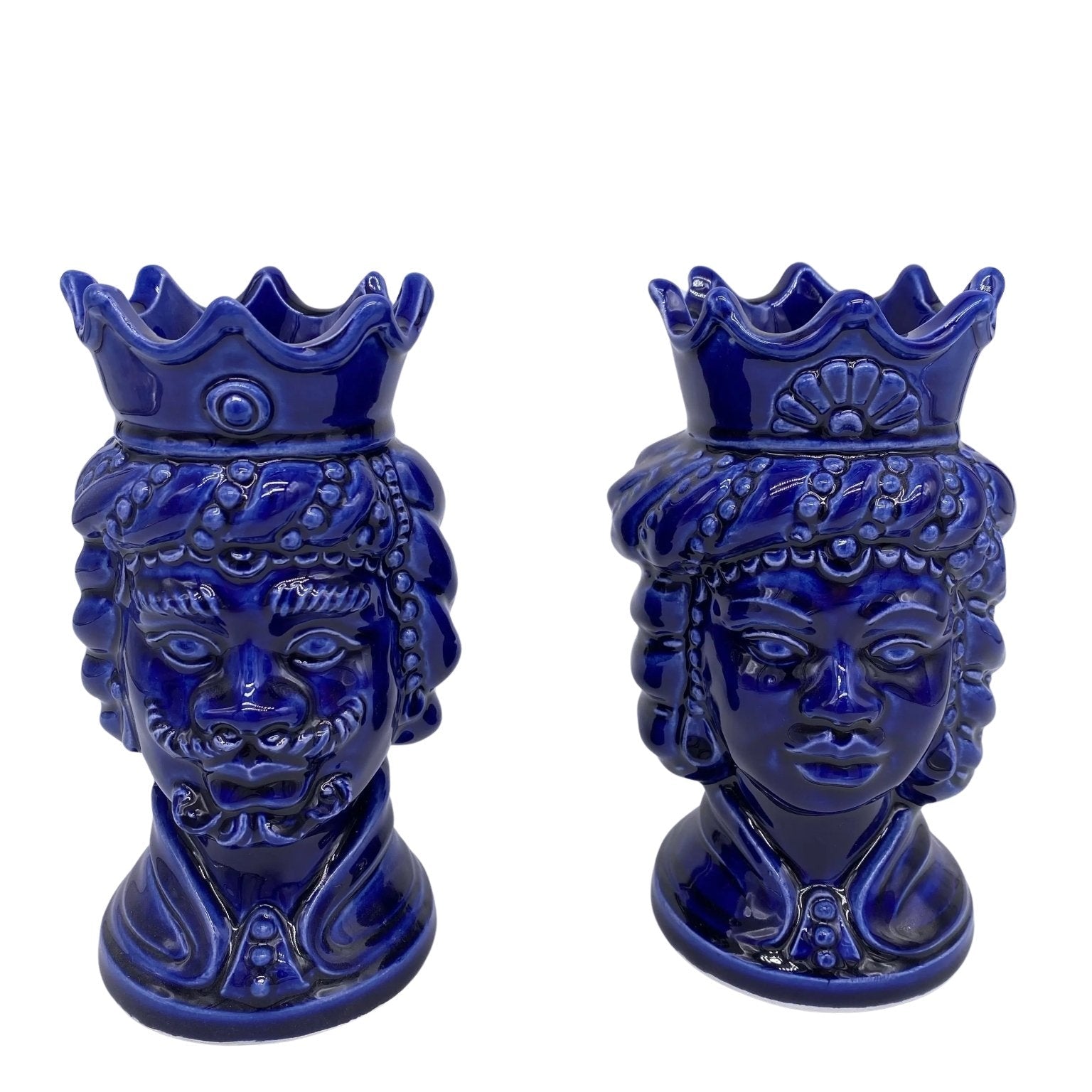 Coppia Teste di Moro Girun Ceramica Caltagirone cm H.15 L.8 Artigianale VARI COLORI - DD CERAMICHE SICILIANE