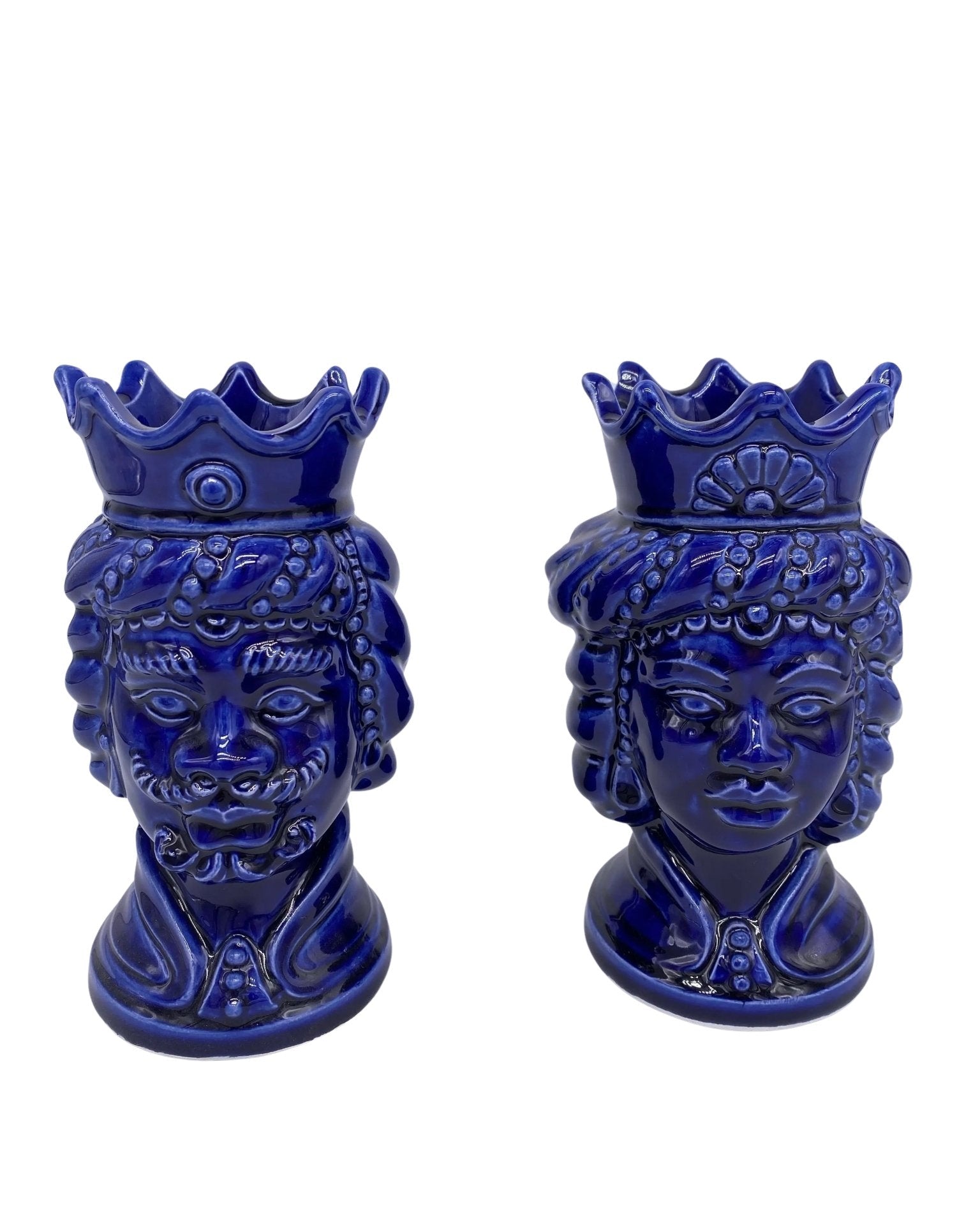 Coppia Teste di Moro Girun Ceramica Caltagirone cm H.15 L.8 Artigianale VARI COLORI - DD CERAMICHE SICILIANE