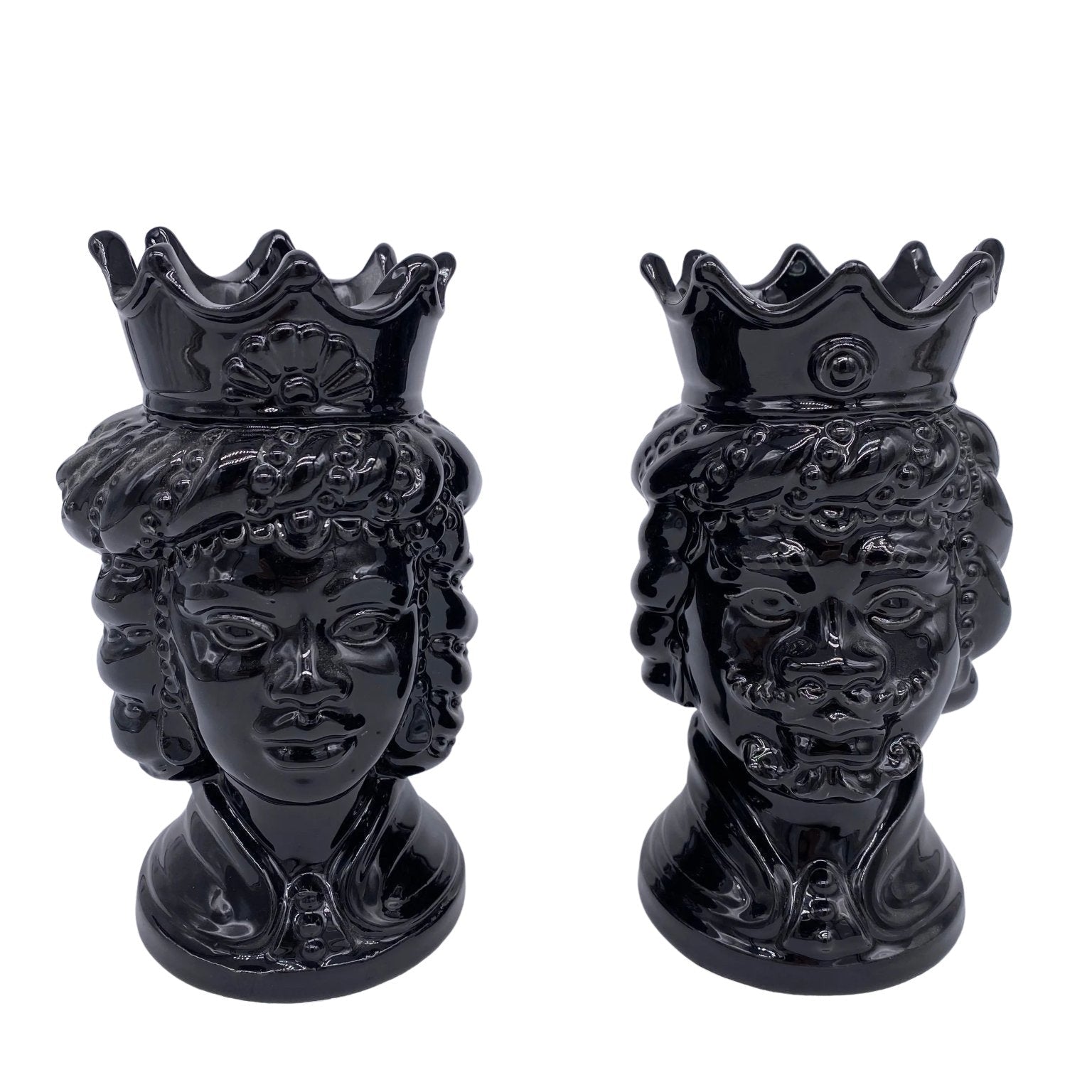 Coppia Teste di Moro Girun Ceramica Caltagirone cm H.15 L.8 Artigianale VARI COLORI - DD CERAMICHE SICILIANE