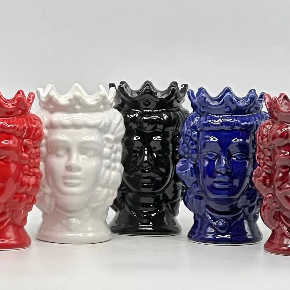 Coppia Teste di Moro Kalat Frutta Ceramica Caltagirone cm H.14 L.9 Artigianale VARI COLORI - TESTA DI MORO