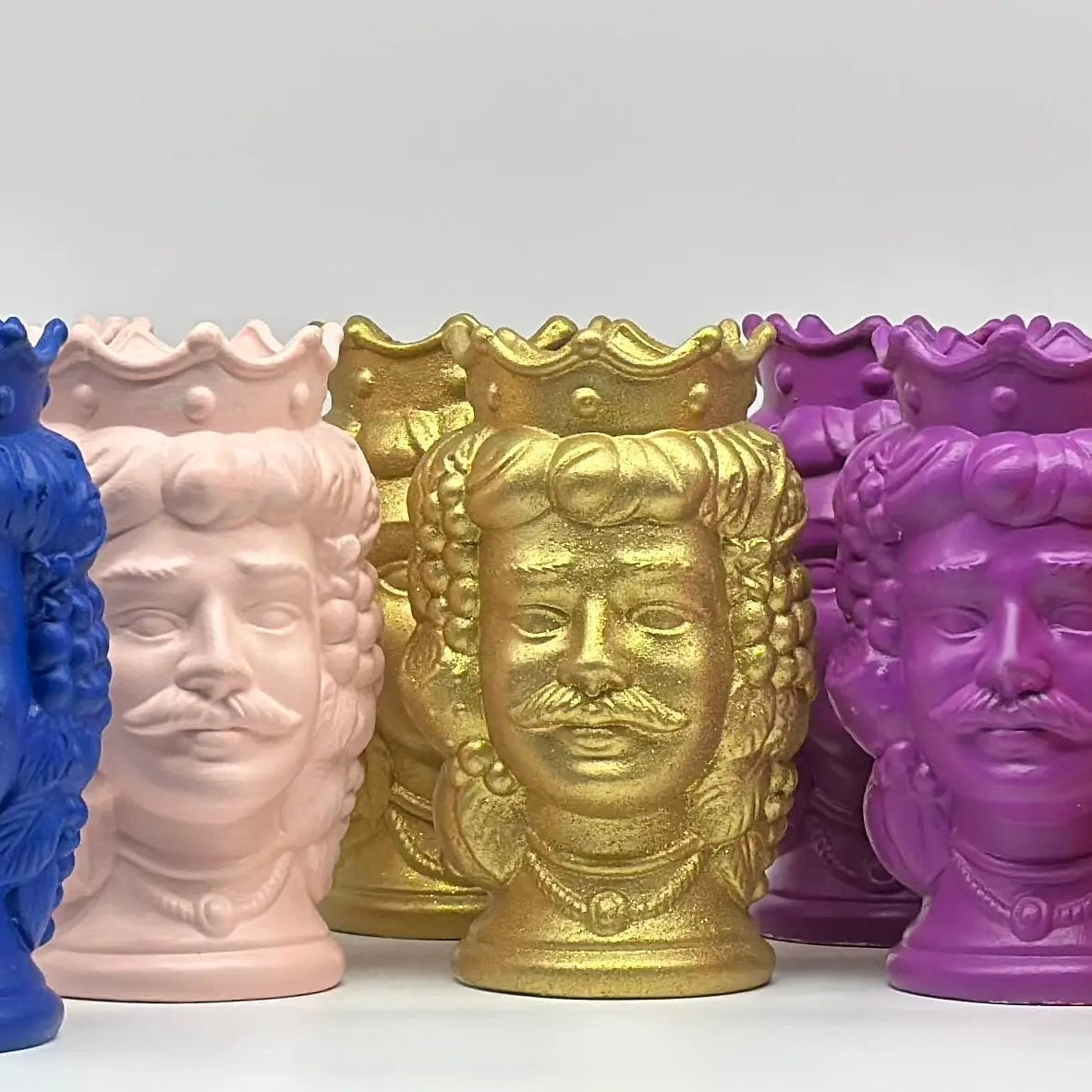 Coppia Teste di Moro Kalat Frutta “LINEA POP” Ceramica Caltagirone cm H.18 Artigianale DD CERAMICHE SICILIANE