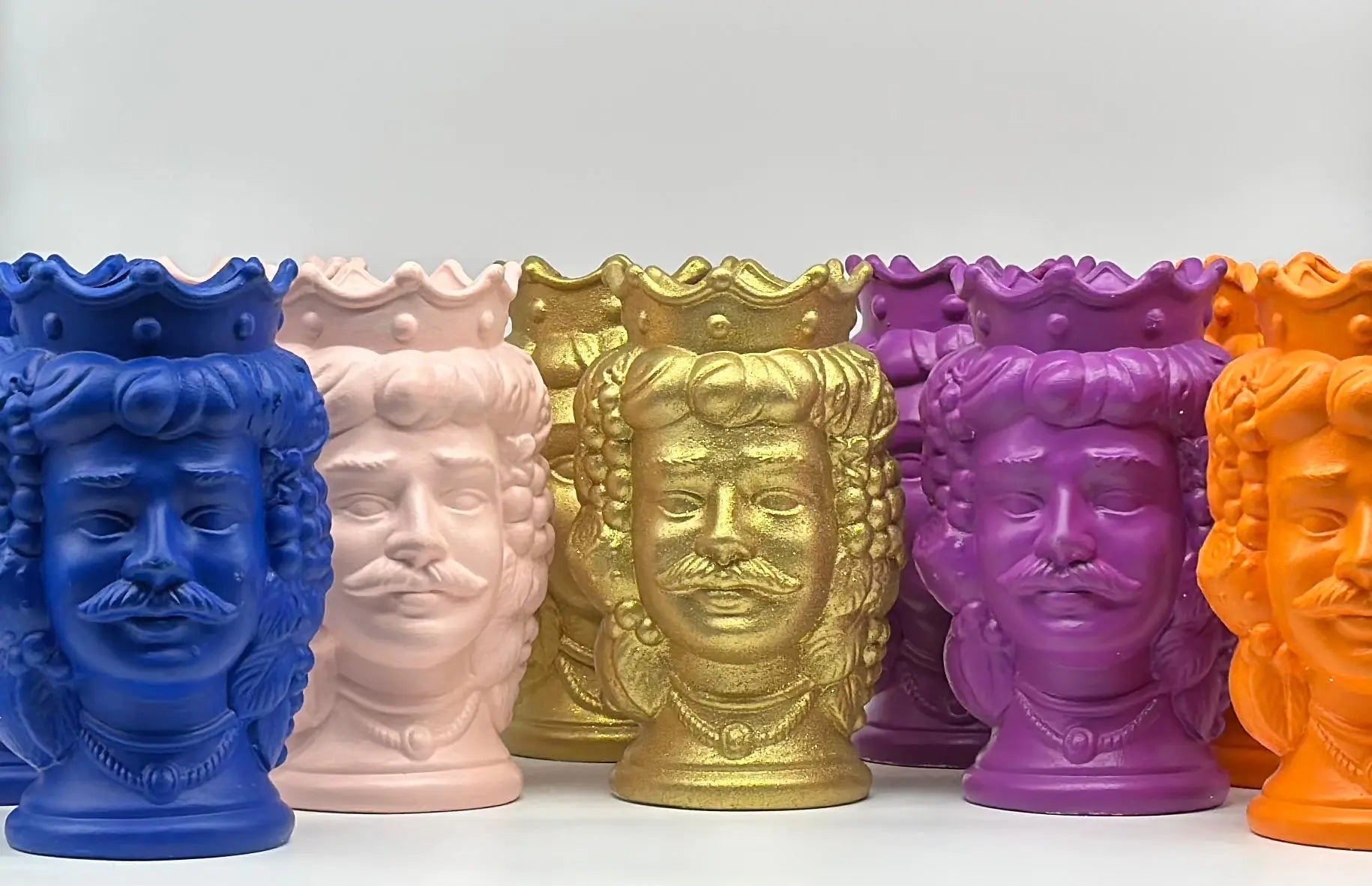 Coppia Teste di Moro Kalat Frutta “LINEA POP” Ceramica Caltagirone cm H.18 Artigianale DD CERAMICHE SICILIANE