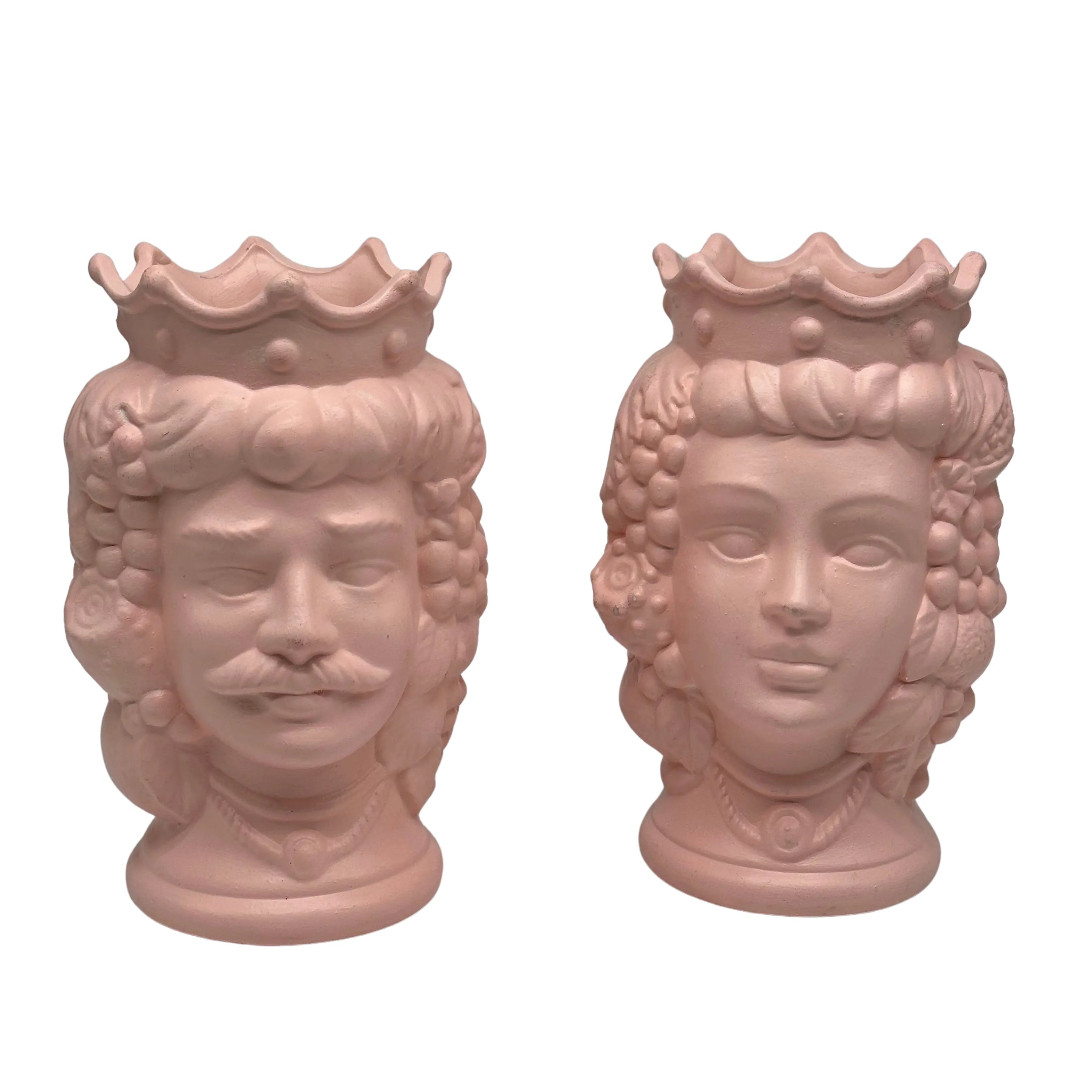 Coppia Teste di Moro Kalat Frutta “LINEA POP” Ceramica Caltagirone cm H.18 Artigianale DD CERAMICHE SICILIANE