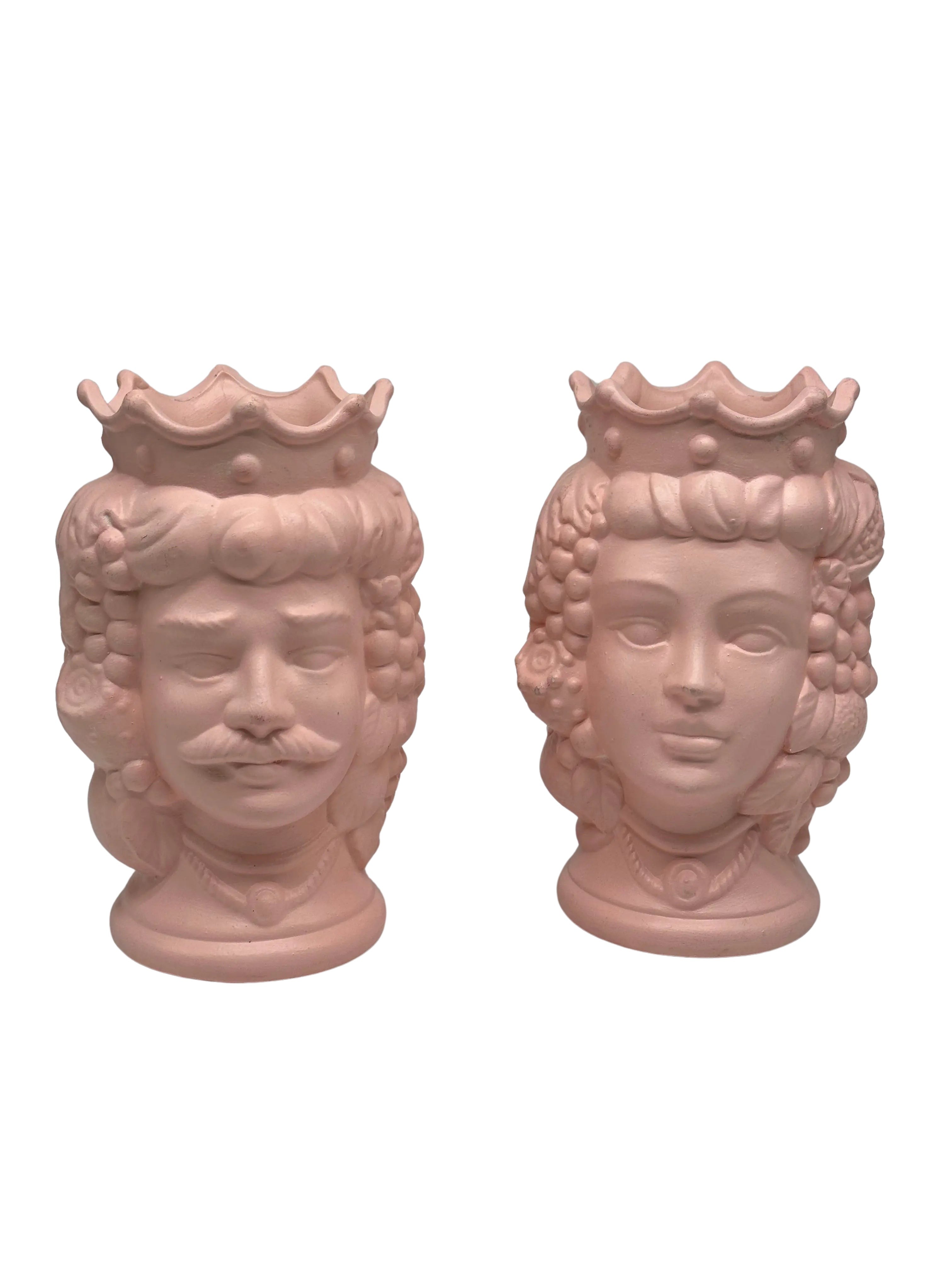 Coppia Teste di Moro Kalat Frutta “LINEA POP” Ceramica Caltagirone cm H.18 Artigianale DD CERAMICHE SICILIANE