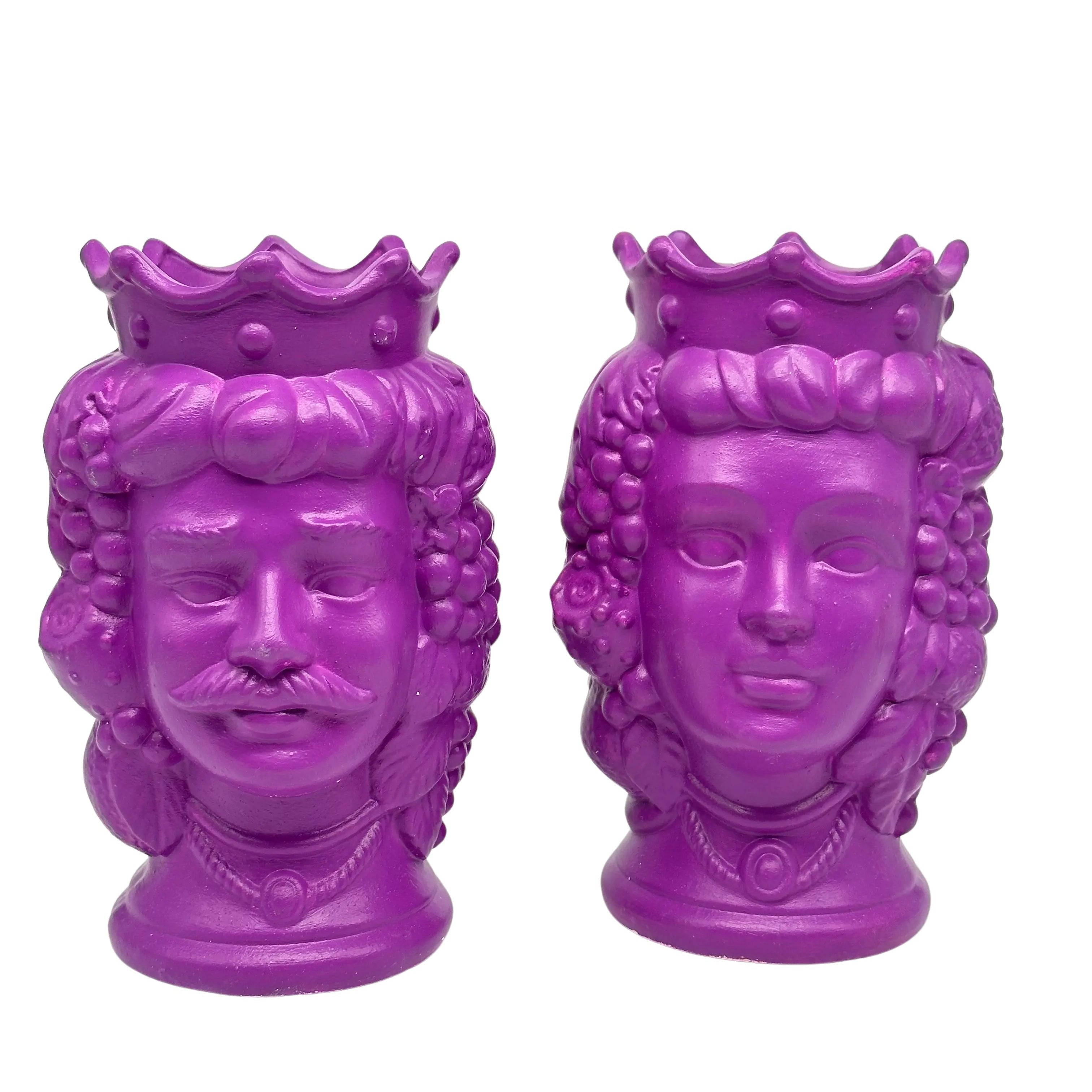 Coppia Teste di Moro Kalat Frutta “LINEA POP” Ceramica Caltagirone cm H.18 Artigianale DD CERAMICHE SICILIANE