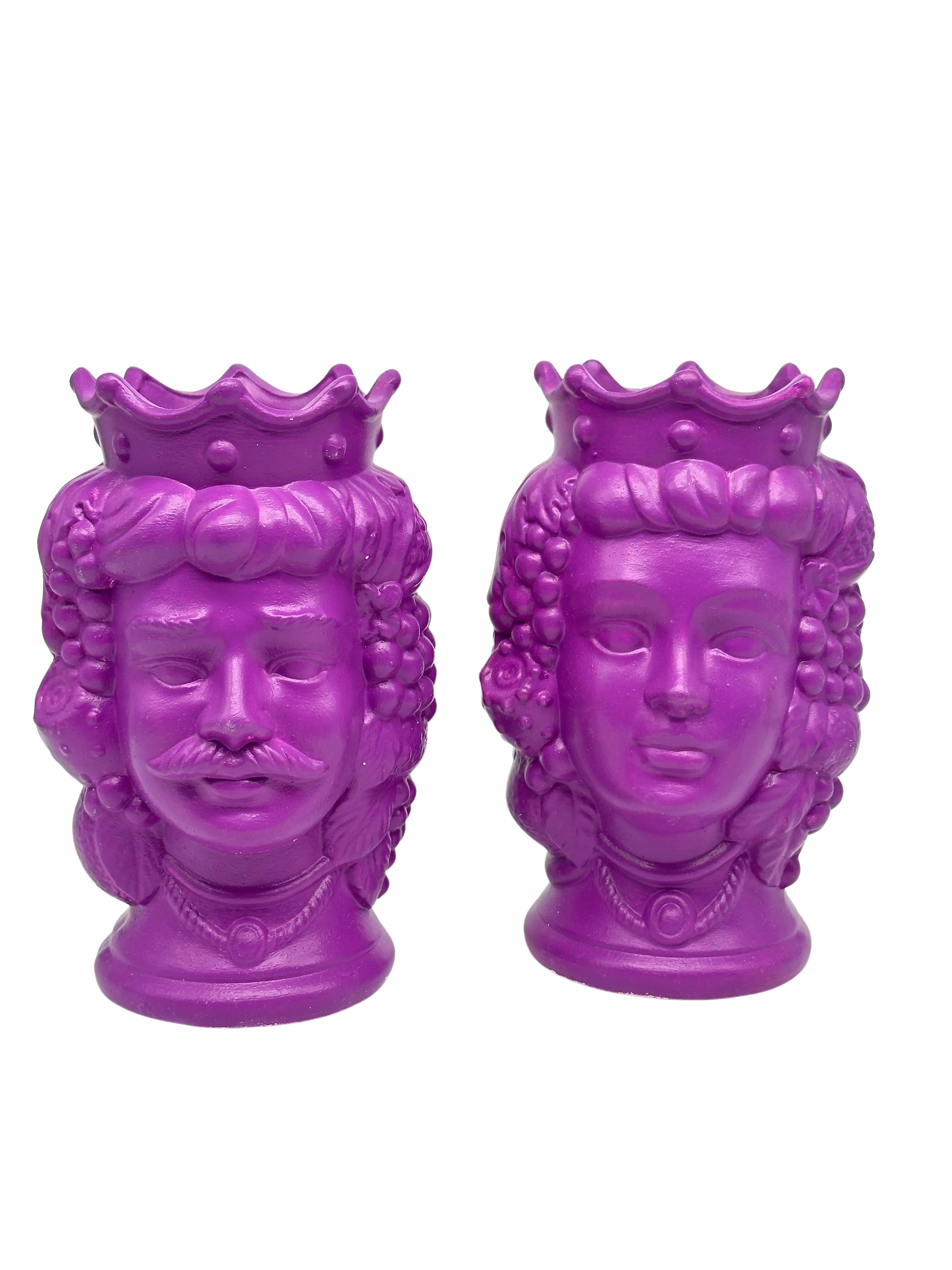 Coppia Teste di Moro Kalat Frutta “LINEA POP” Ceramica Caltagirone cm H.18 Artigianale DD CERAMICHE SICILIANE